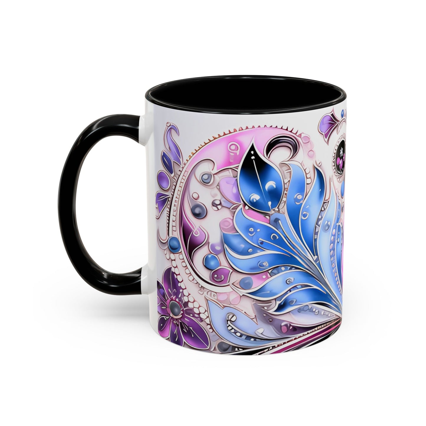 Coffee mug Paisley print ceramic Hot beverage casual soup cup keep the caffeine life alive with a morning drink of coffee regal style 11oz