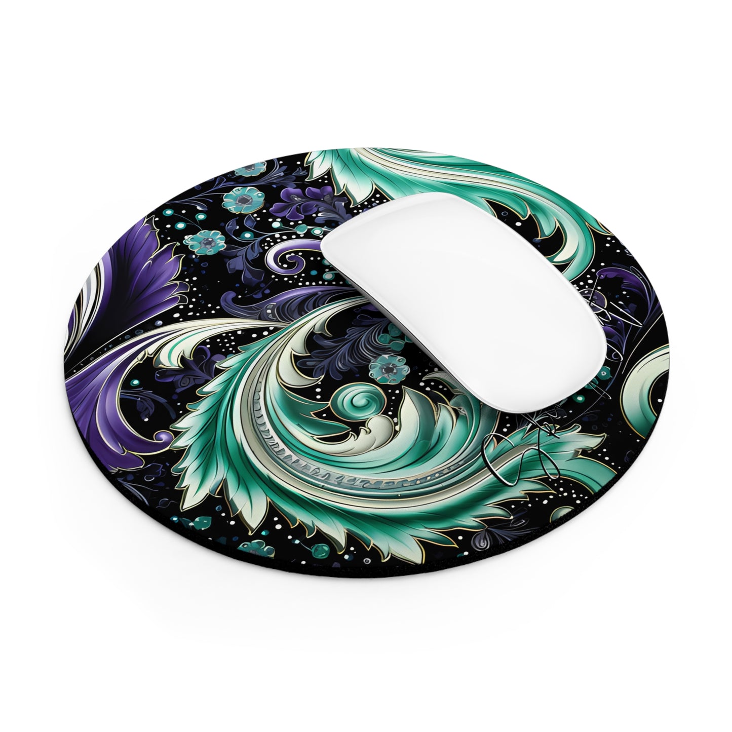 Mouse pad with Ai graphic printed image on circle style gift of Cosmic Creations AI-Infused Circle Mouse Pad gift Captivating Graphic Print