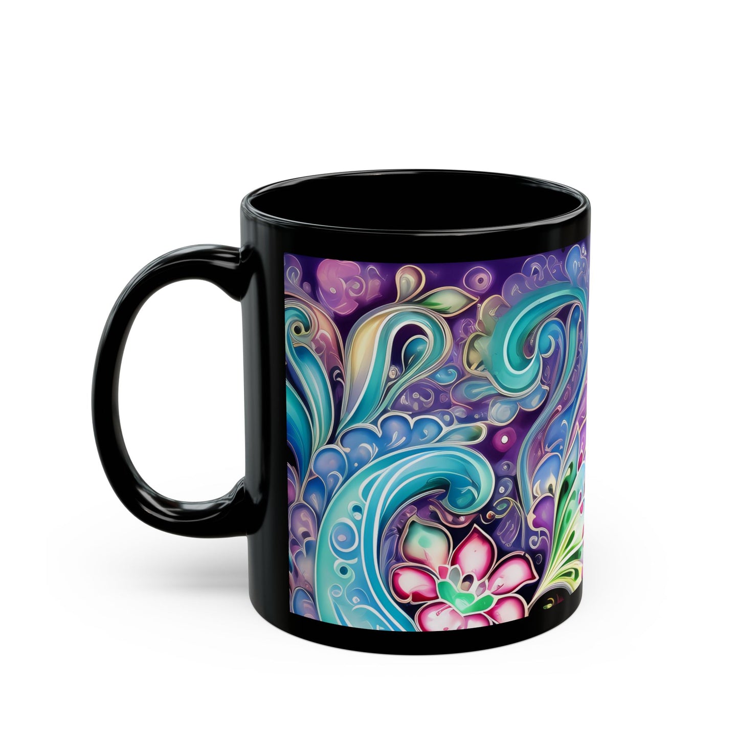 Coffee mug Paisley print ceramic Hot beverage casual soup cup keep the caffeine life alive with a morning drink of coffee regal style 11oz