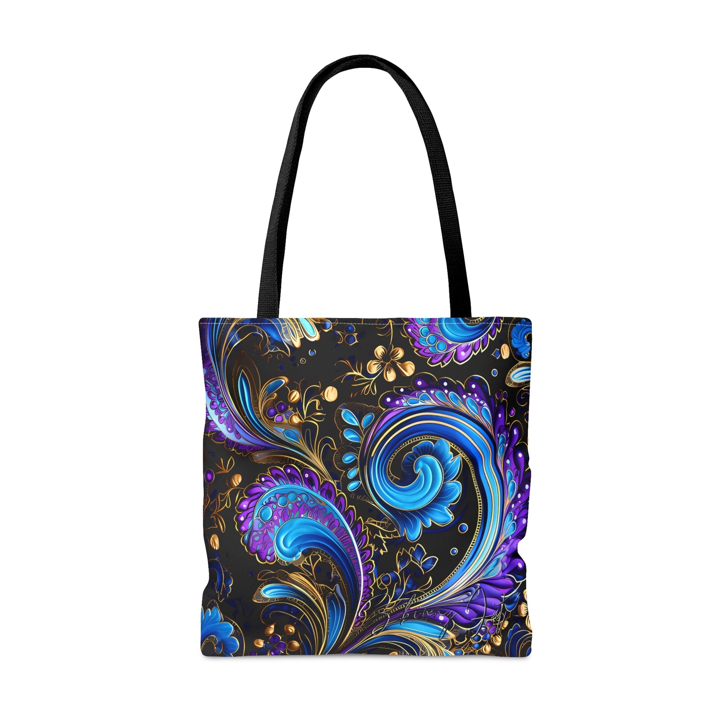 Artistic tote bag purple blue regal paisley inspired Watercolour design abstract art tote bag creative fashion gift for teen artist fashion