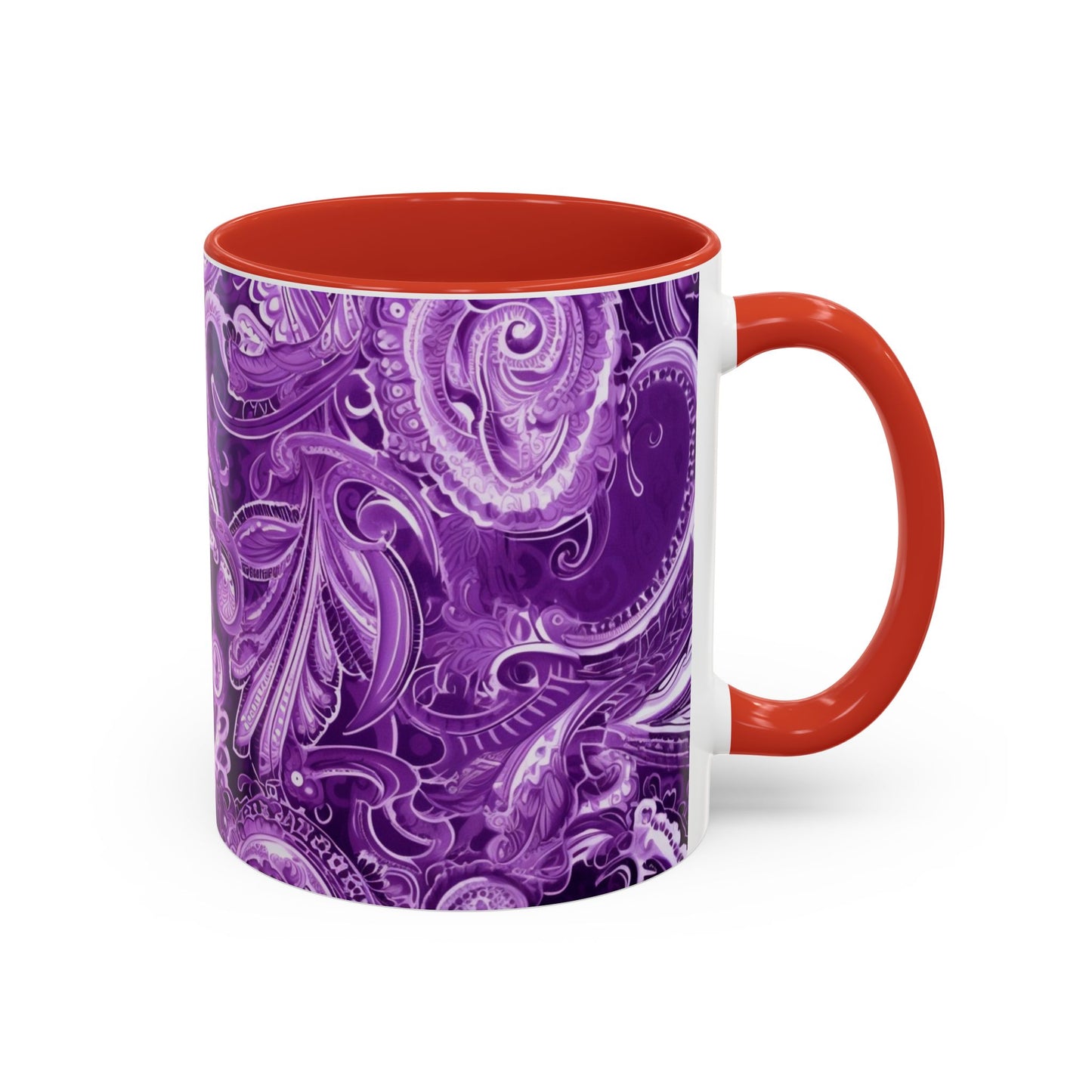 Coffee mug Paisley print ceramic Hot beverage casual soup cup keep the caffeine life alive with a morning drink of coffee regal style 11oz