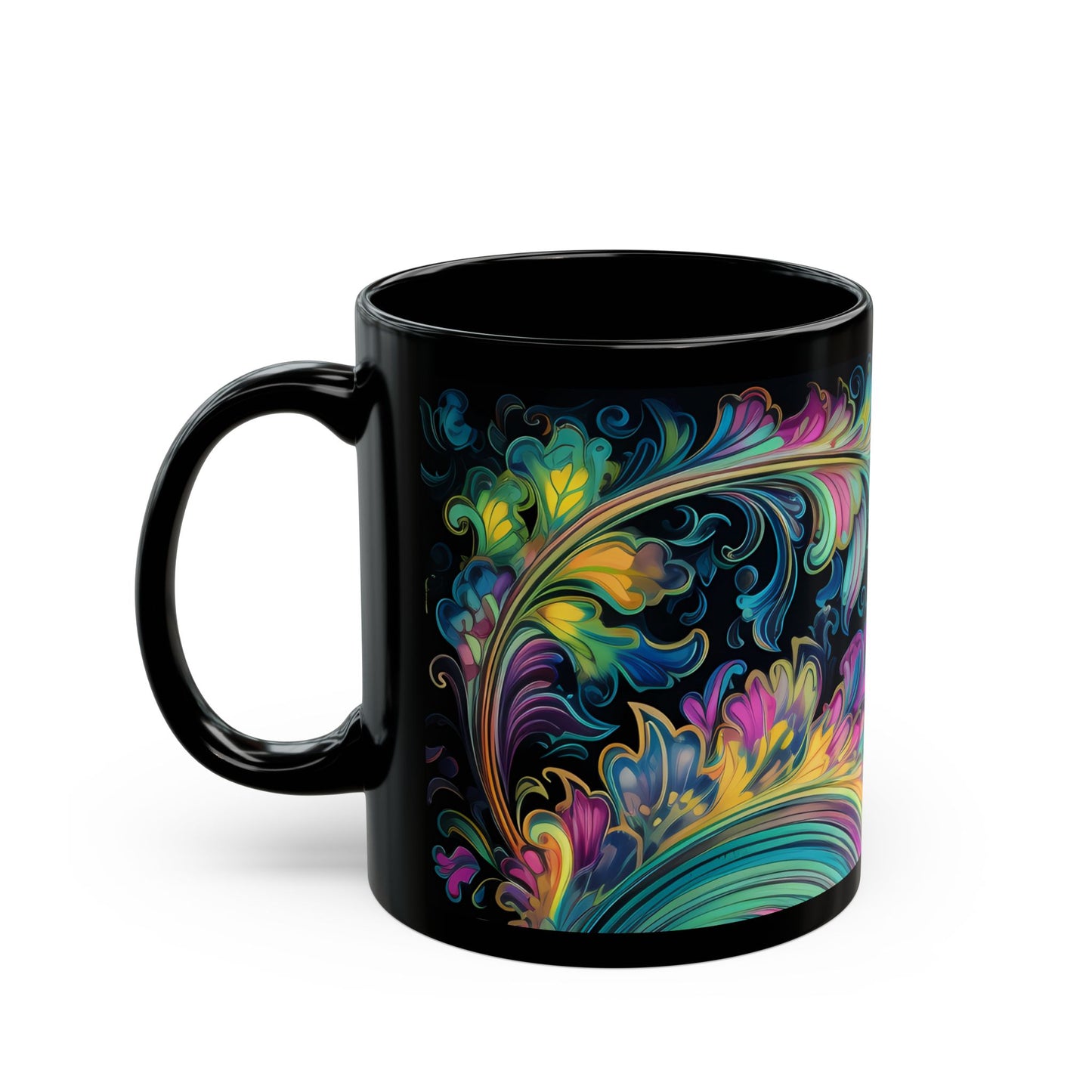 Coffee mug Paisley print ceramic Hot beverage casual soup cup keep the caffeine life alive with a morning drink of coffee regal style 11oz