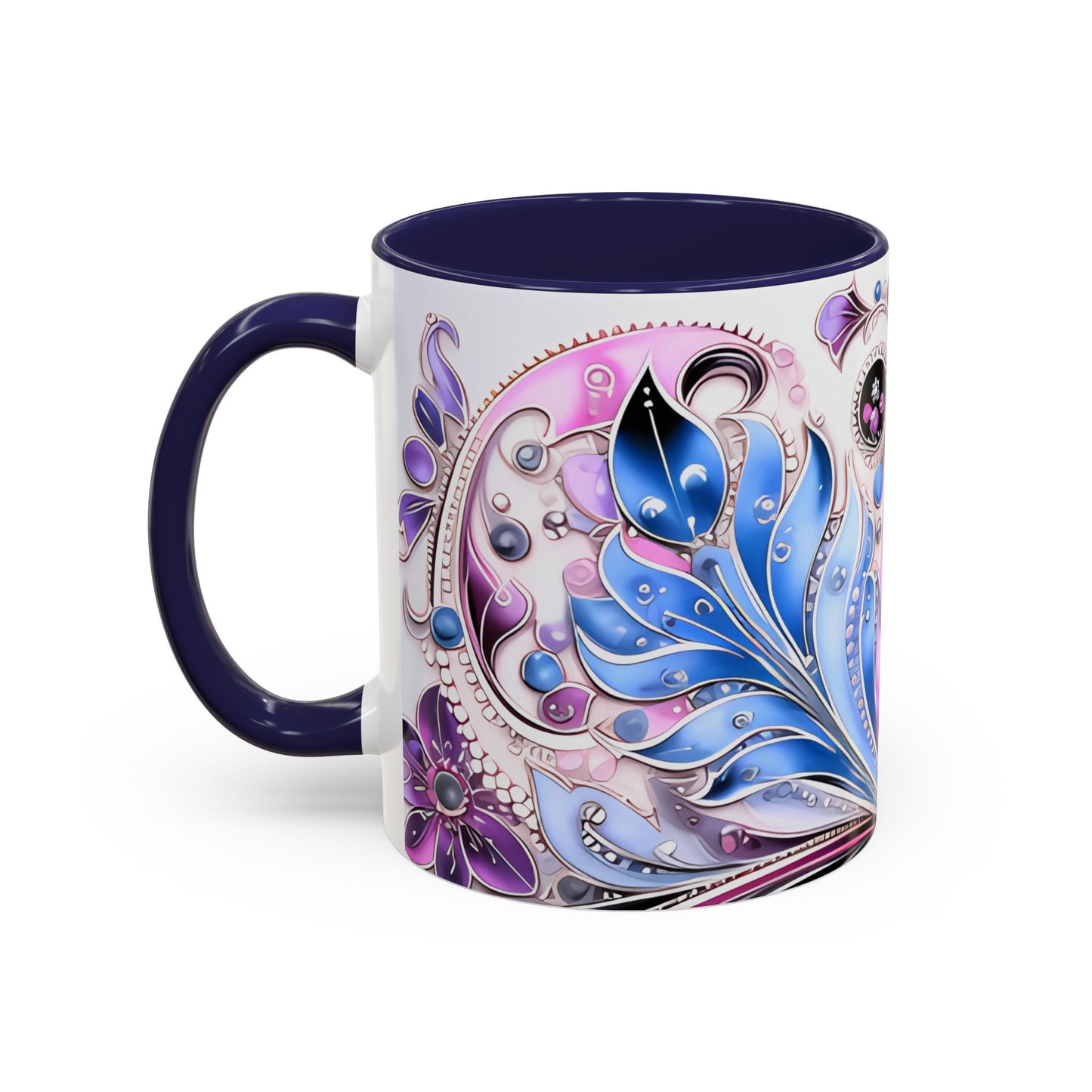 Coffee mug Paisley print ceramic Hot beverage casual soup cup keep the caffeine life alive with a morning drink of coffee regal style 11oz