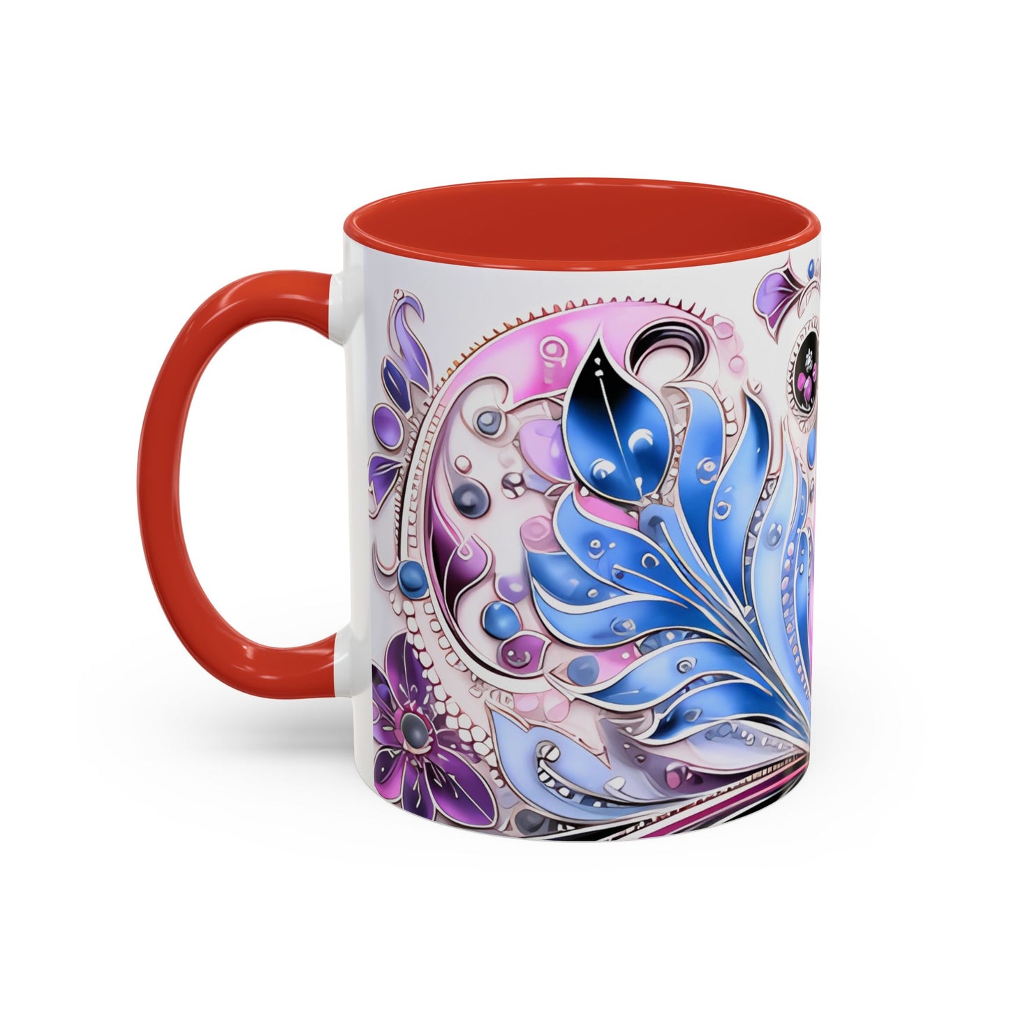 Coffee mug Paisley print ceramic Hot beverage casual soup cup keep the caffeine life alive with a morning drink of coffee regal style 11oz