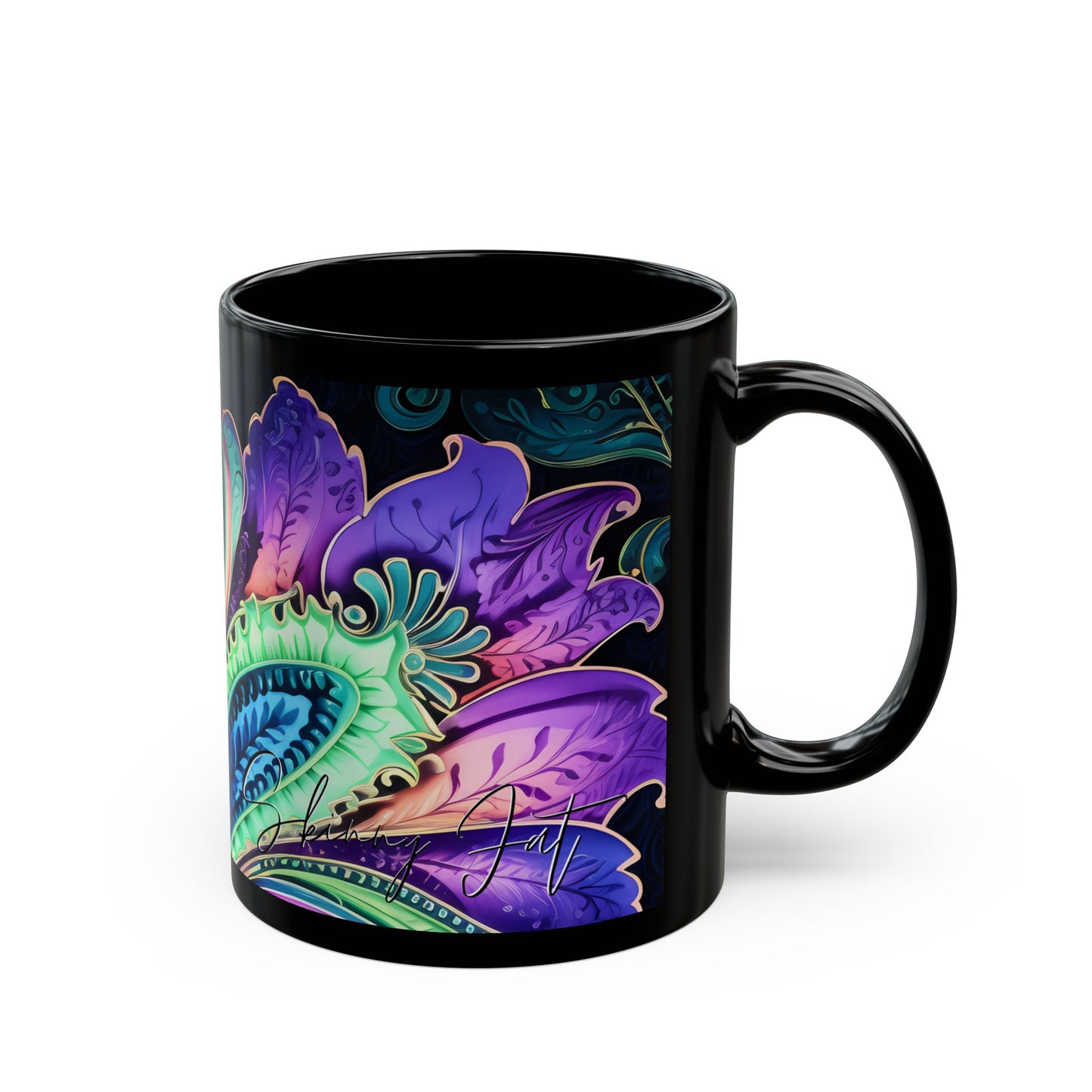 Paisley print ceramic coffee mug Hot beverage casual soup cup keep the caffeine life alive with a morning cup of coffee regal style  11oz