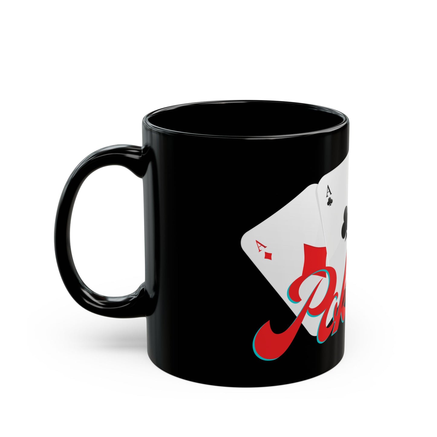 11oz Black Mug, poker up, skinny fat