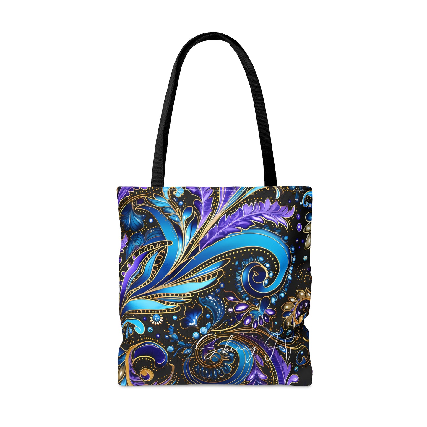 Artistic tote bag purple blue regal paisley inspired Watercolour design abstract art tote bag creative fashion gift for teen artist fashion