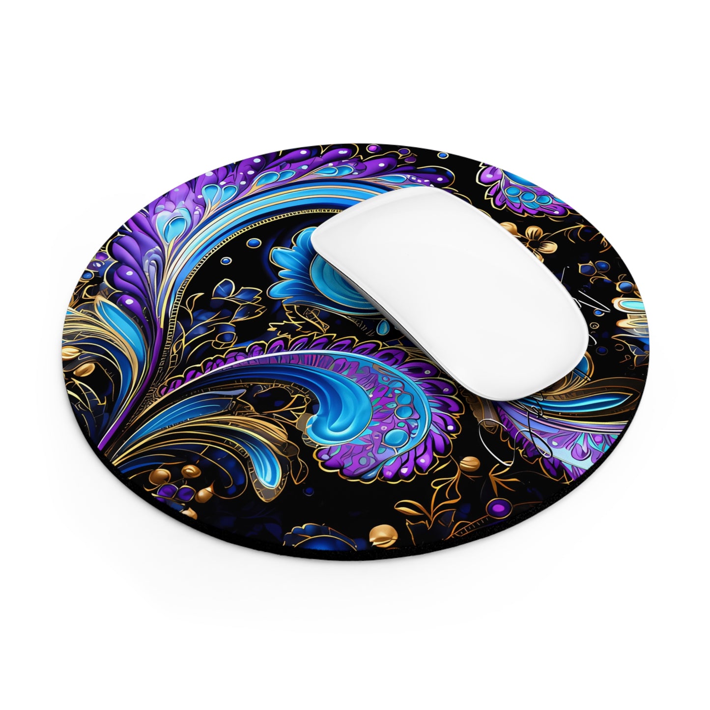 Mouse pad with Ai graphic printed image on circle style gift of Cosmic Creations AI-Infused Circle Mouse Pad gift Captivating Graphic Print