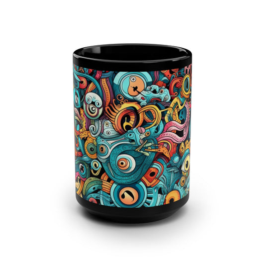 Graffiti print ceramic coffee mug Hot beverage casual soup mug keep the street life alive with a morning cup of coffee graffiti style 15oz