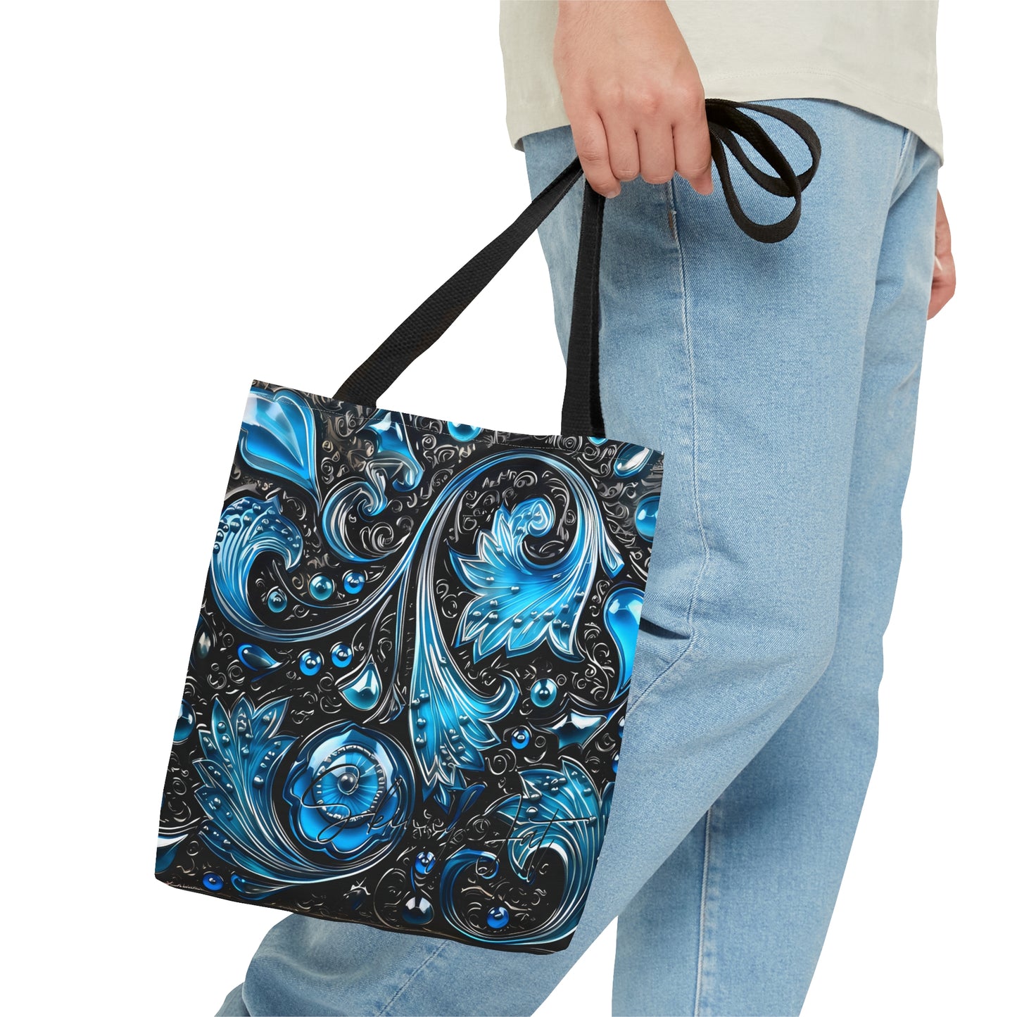 shoppers tote bag purple blue regal paisley inspired Watercolour design abstract art tote bag creative fashion gift for teen artist fashion