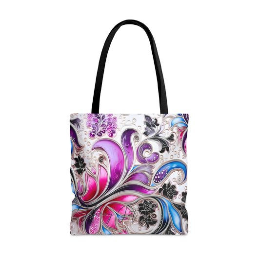 Artistic tote bag pink blue regal paisley inspired Watercolour design abstract art tote bag creative fashion gift for teen artist fashion