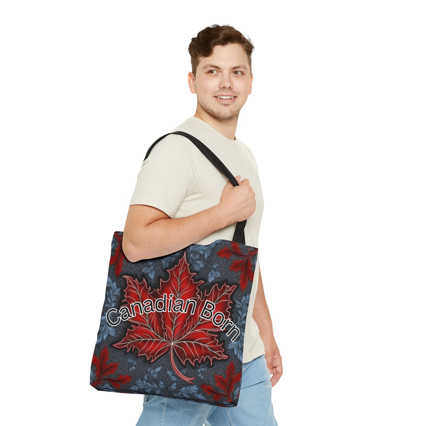 The tote bag made for Canadian proud maple leaf AI graphic symbol of Canada in a modern and artistic way book bag for teachers shopping bag