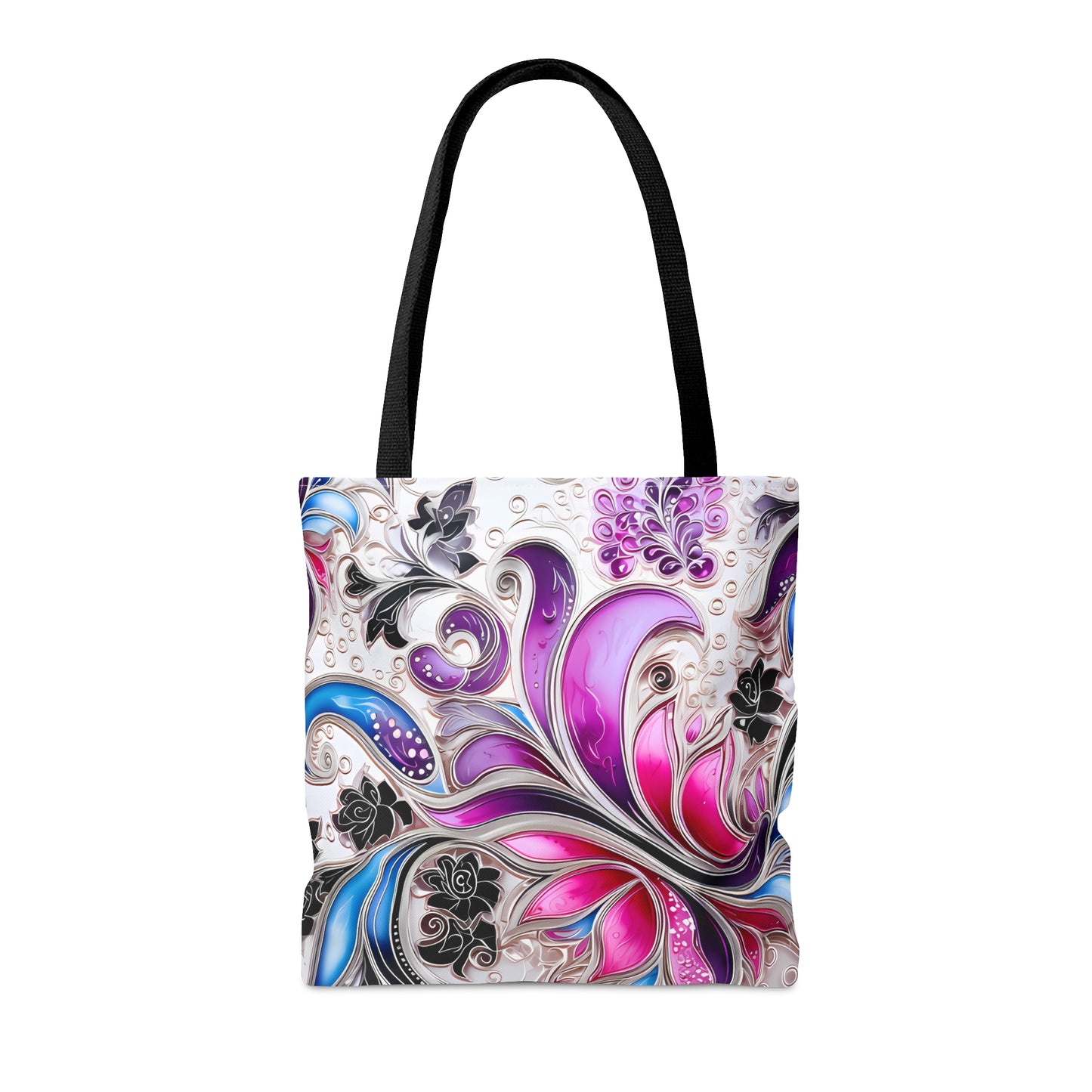 Artistic tote bag pink blue regal paisley inspired Watercolour design abstract art tote bag creative fashion gift for teen artist fashion