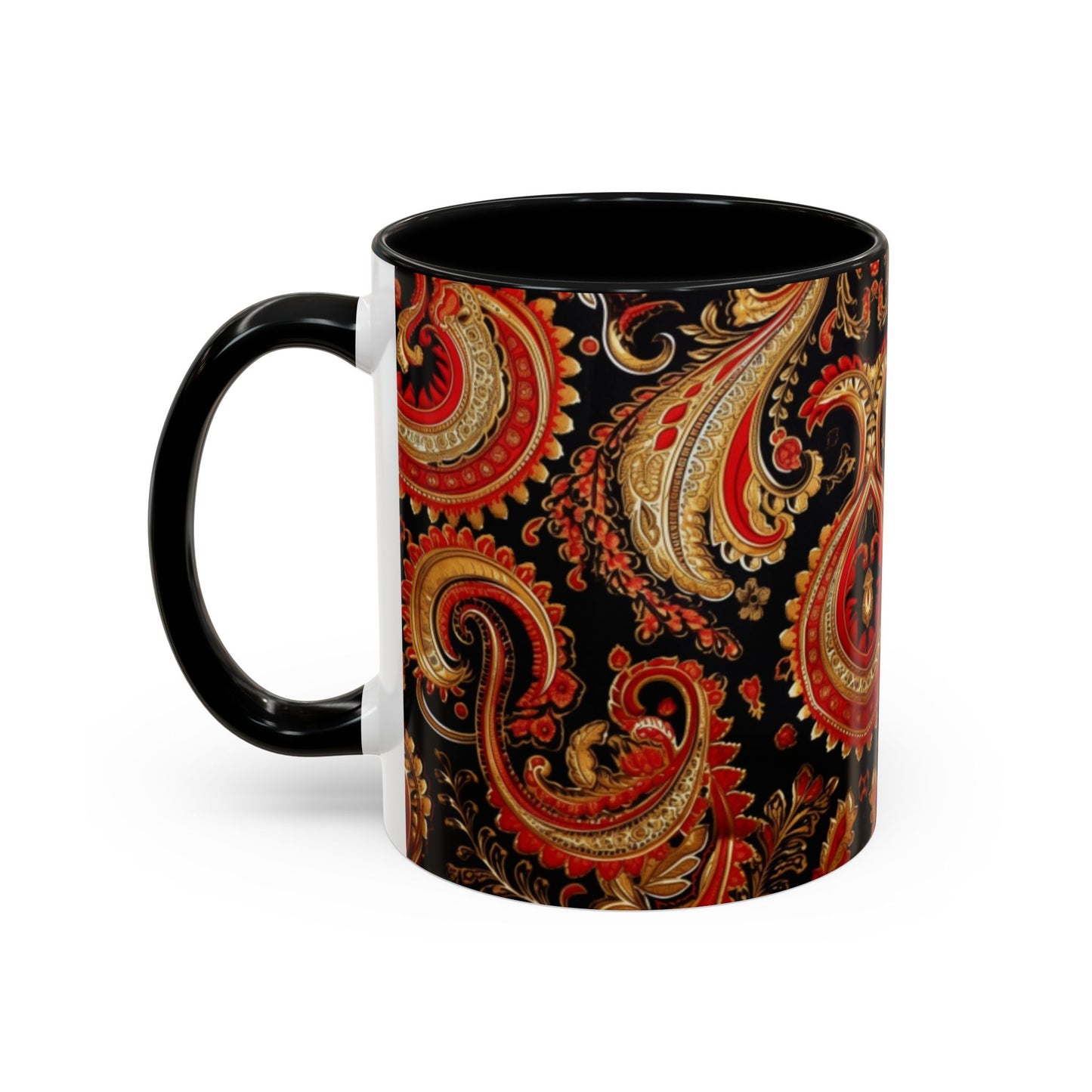 Paisley print ceramic coffee mug Hot beverage soup mug keep the street life alive with a morning cup of coffee graffiti regal style 11oz