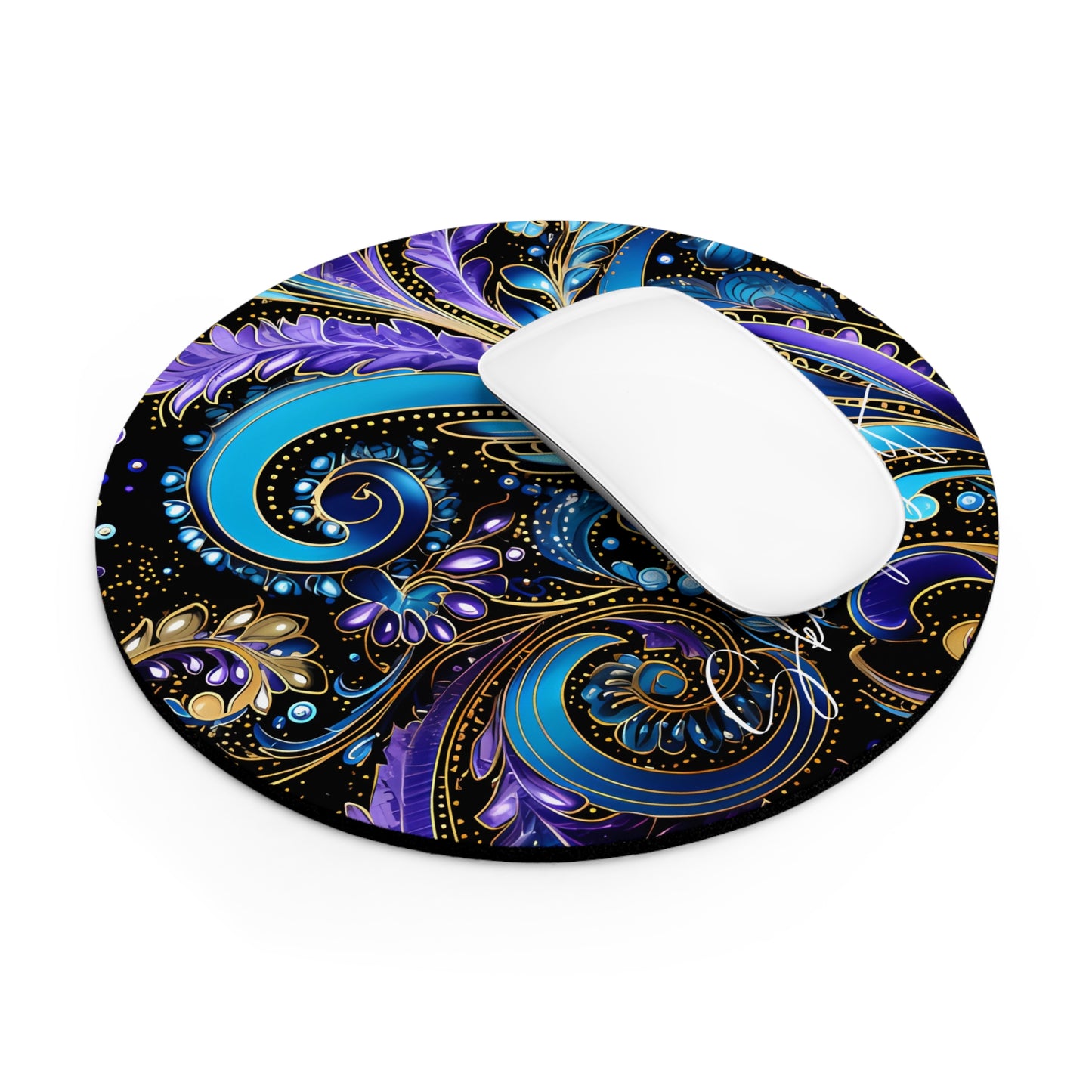 Mouse pad with Ai graphic printed image on circle style gift of Cosmic Creations AI-Infused Circle Mouse Pad gift Captivating Graphic Print