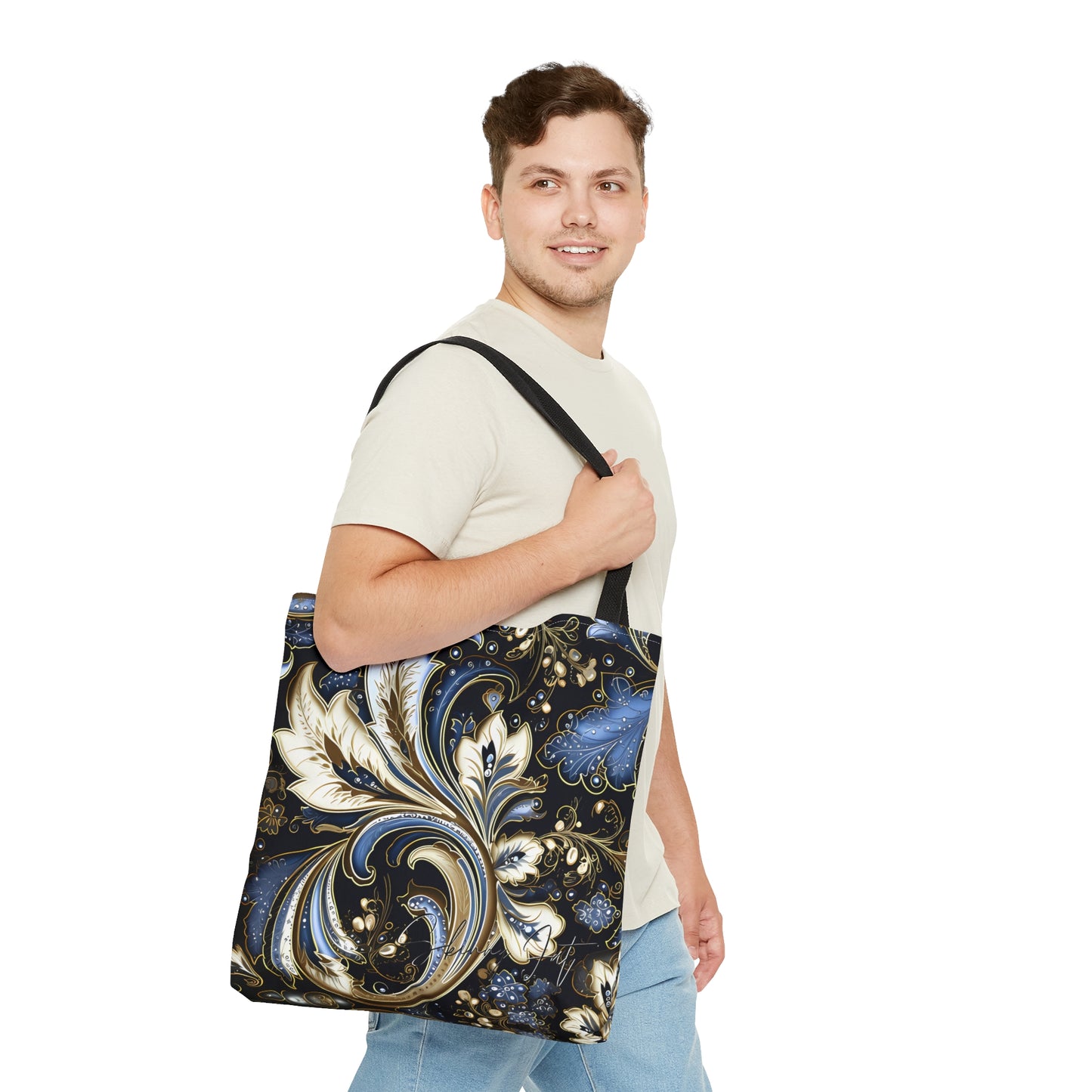 Artistic tote bag purple blue regal paisley inspired Watercolour design abstract art tote bag creative fashion gift for teen artist fashion