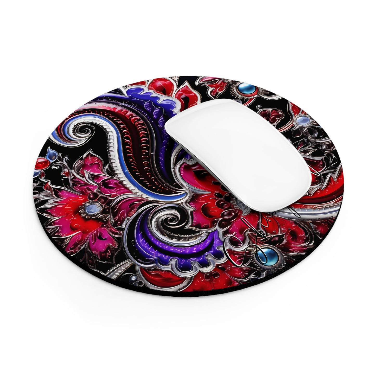 Mouse pad with Ai graphic printed image on circle style gift of Cosmic Creations AI-Infused Circle Mouse Pad gift Captivating Graphic Print