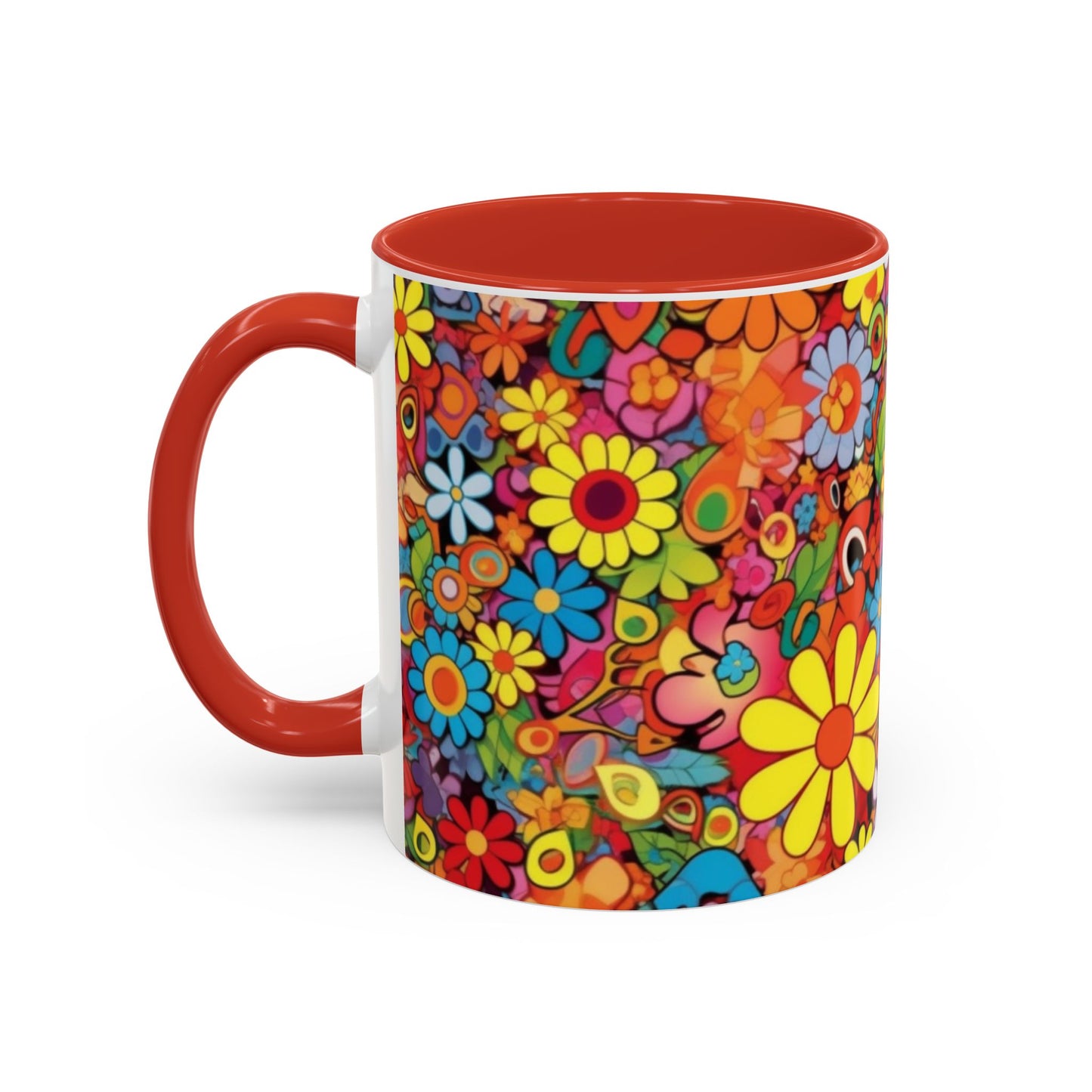 Flower print ceramic coffee mug Hot beverage casual soup mug keep the caffine life alive with a morning cup of coffee Ai tech style 11oz