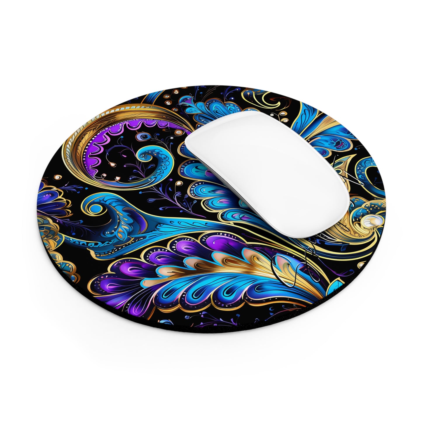 Mouse pad with Ai graphic printed image on circle style gift of Cosmic Creations AI-Infused Circle Mouse Pad gift Captivating Graphic Print