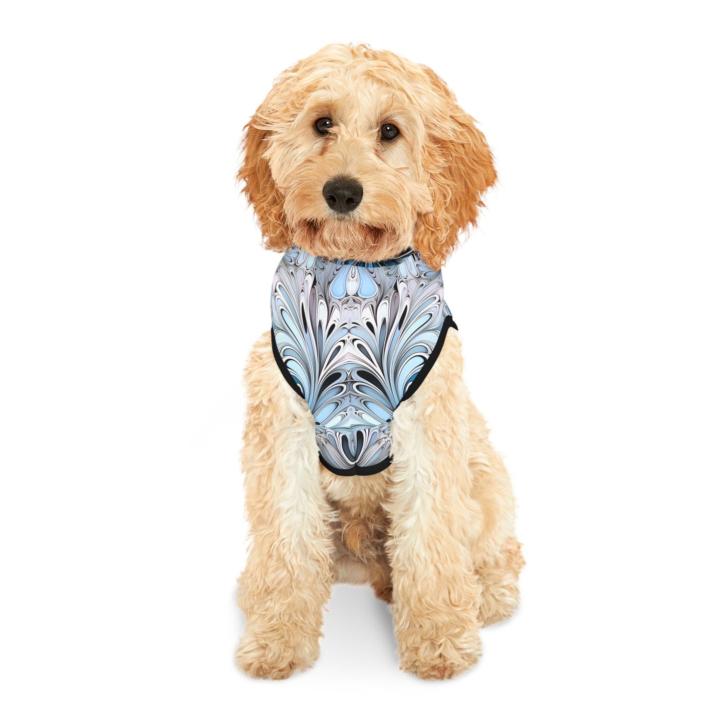 Pet hoodies printed with Ai graphics, polyester made light weight, cozy breathable pet apparel, stylish pet clothing, small pet grooming