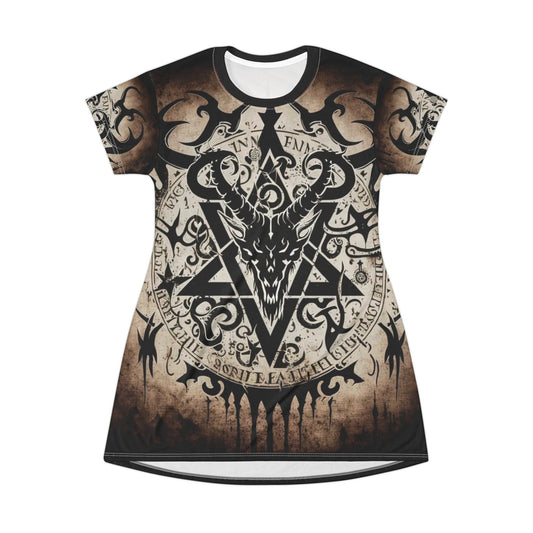 Women's T-shirt dress goth design leisure comfortable pajamas Night wear Breathable night wear Gothic inspired dark art sleeper Casual wear