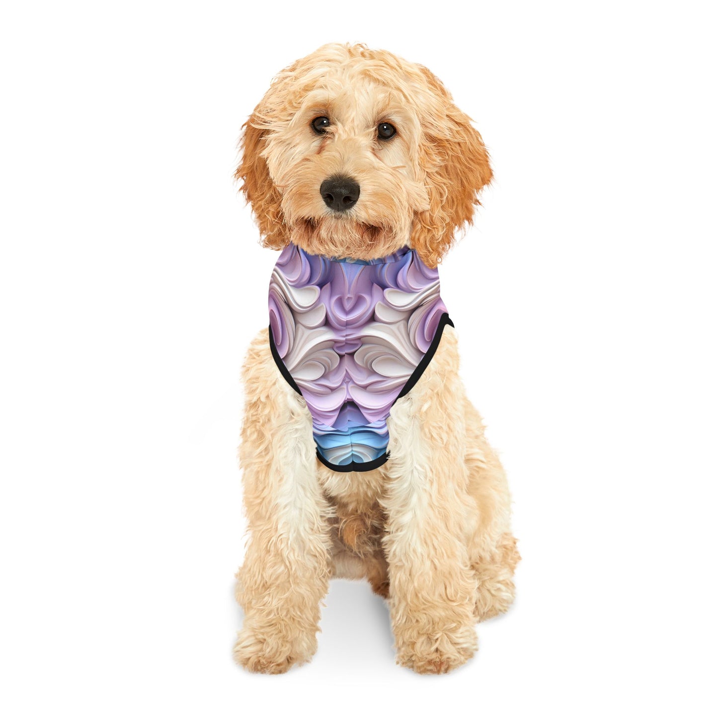 Pet hoodies printed with Ai graphics, polyester made light weight, cozy breathable pet apparel, stylish pet clothing, small pet grooming