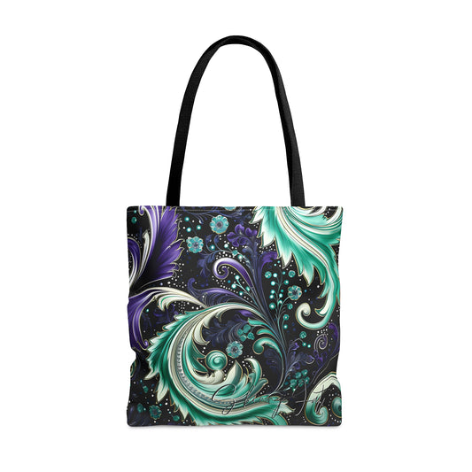 Artistic tote bag purple blue regal paisley inspired Watercolour design abstract art tote bag creative fashion gift for teen artist fashion