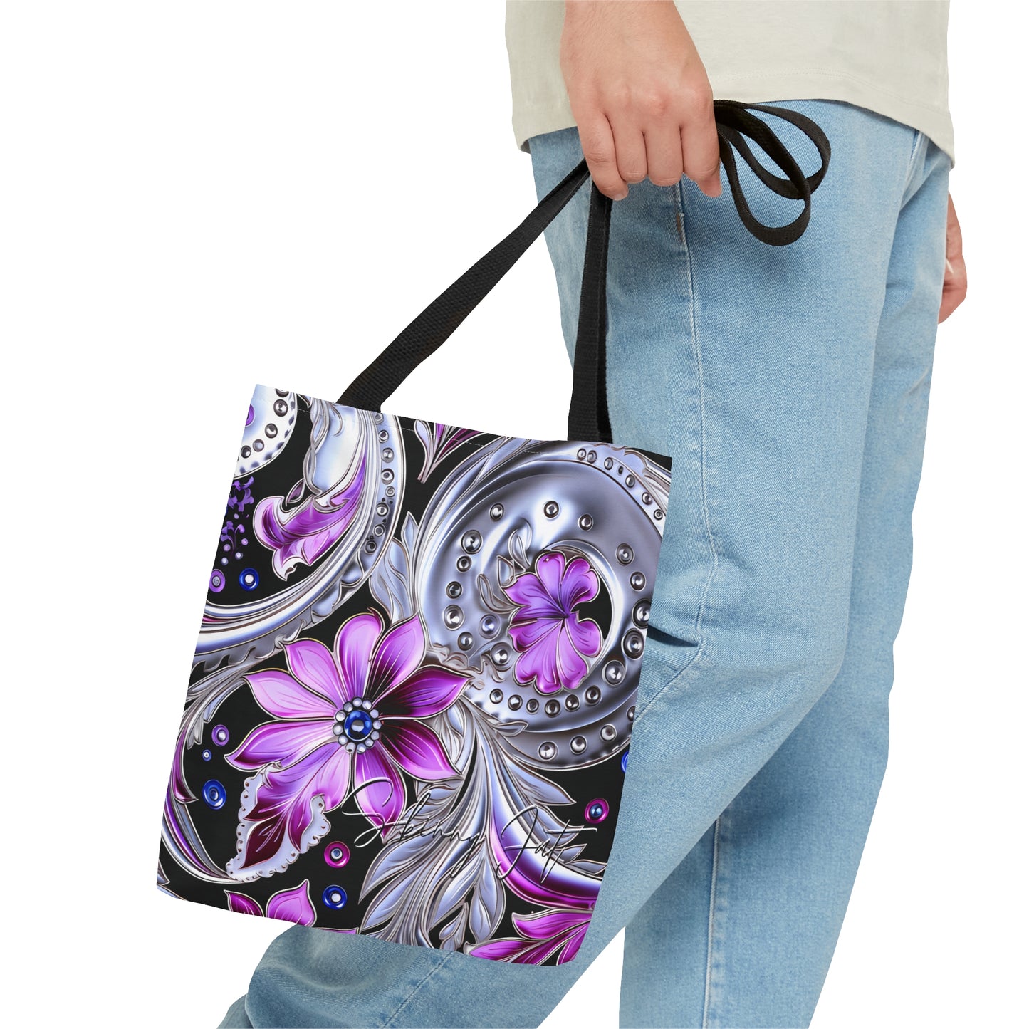 shoppers tote bag purple blue regal paisley inspired Watercolour design abstract art tote bag creative fashion gift for teen artist fashion