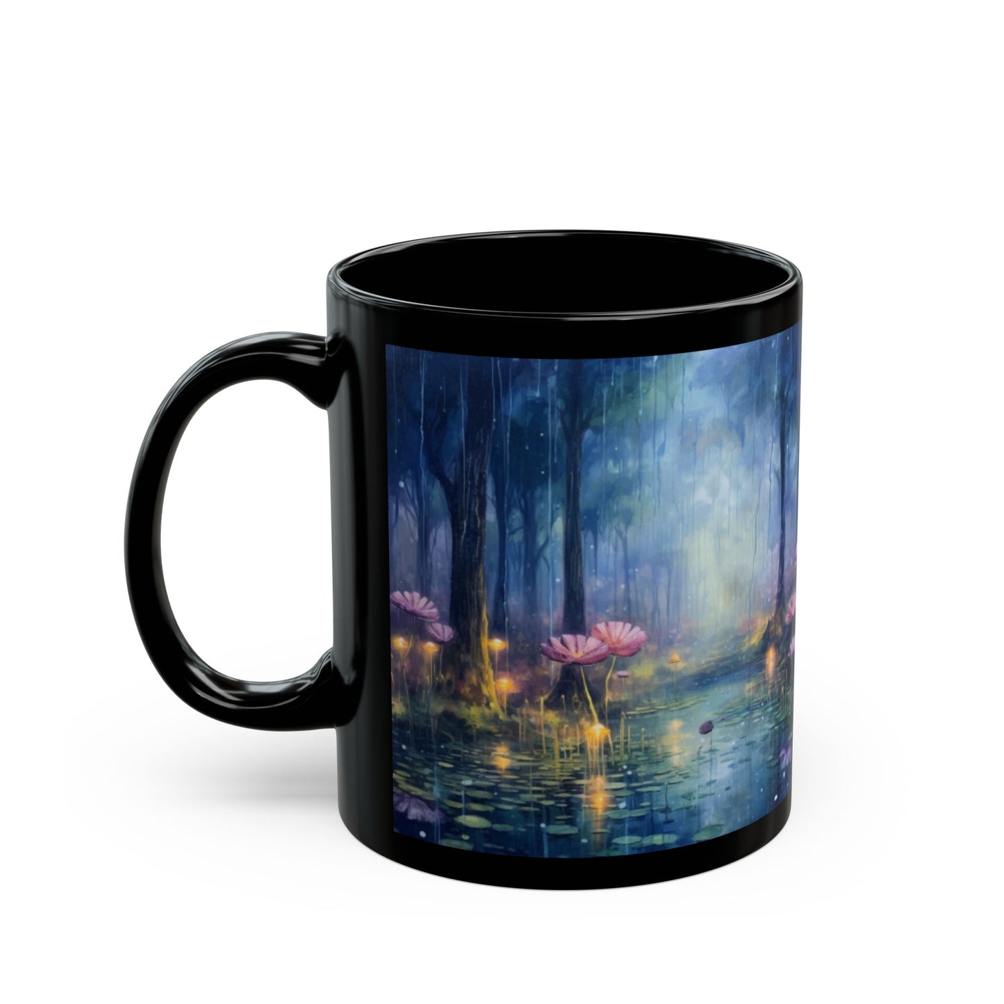 Flower print ceramic coffee mug Hot beverage casual soup mug keep the forest life alive with a morning cup of coffee graffiti style 11oz