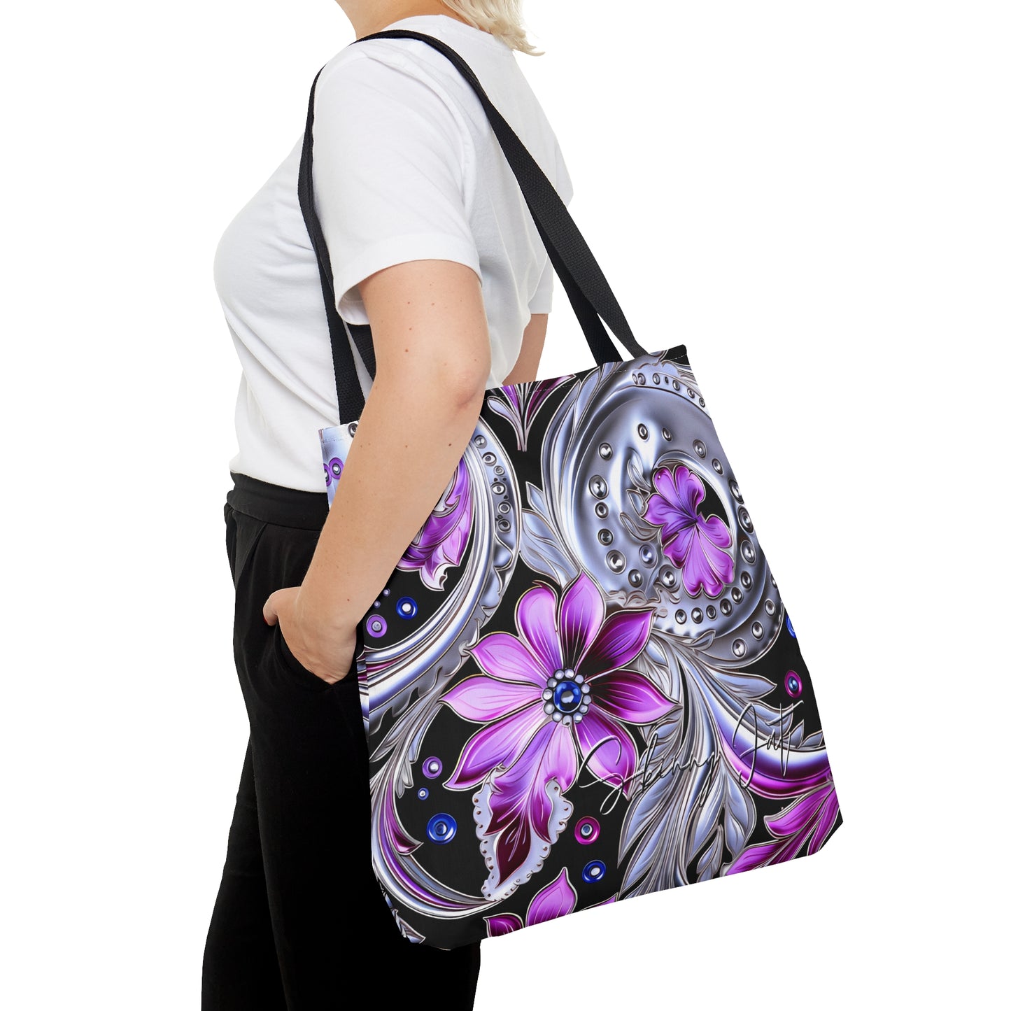 shoppers tote bag purple blue regal paisley inspired Watercolour design abstract art tote bag creative fashion gift for teen artist fashion