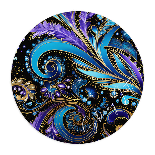 Mouse pad with Ai graphic printed image on circle style gift of Cosmic Creations AI-Infused Circle Mouse Pad gift Captivating Graphic Print