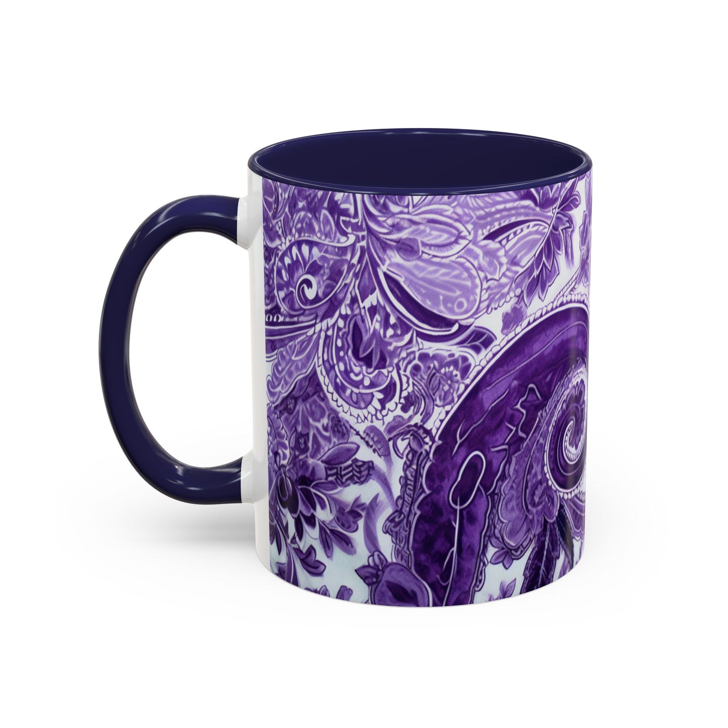 Coffee mug Paisley print ceramic Hot beverage casual soup cup keep the caffeine life alive with a morning drink of coffee regal style 11oz