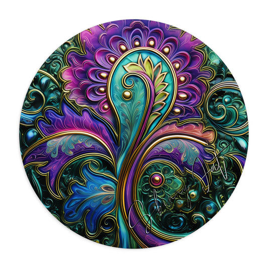 Mouse pad with Ai graphic printed image on circle style gift of Cosmic Creations AI-Infused Circle Mouse Pad gift Captivating Graphic Print