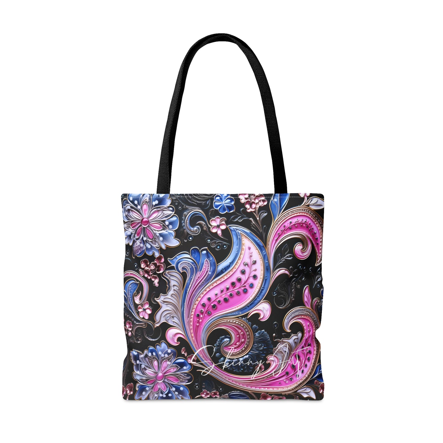 Artistic tote bag pink blue regal paisley inspired Watercolour design abstract art tote bag creative fashion gift for teen artist fashion