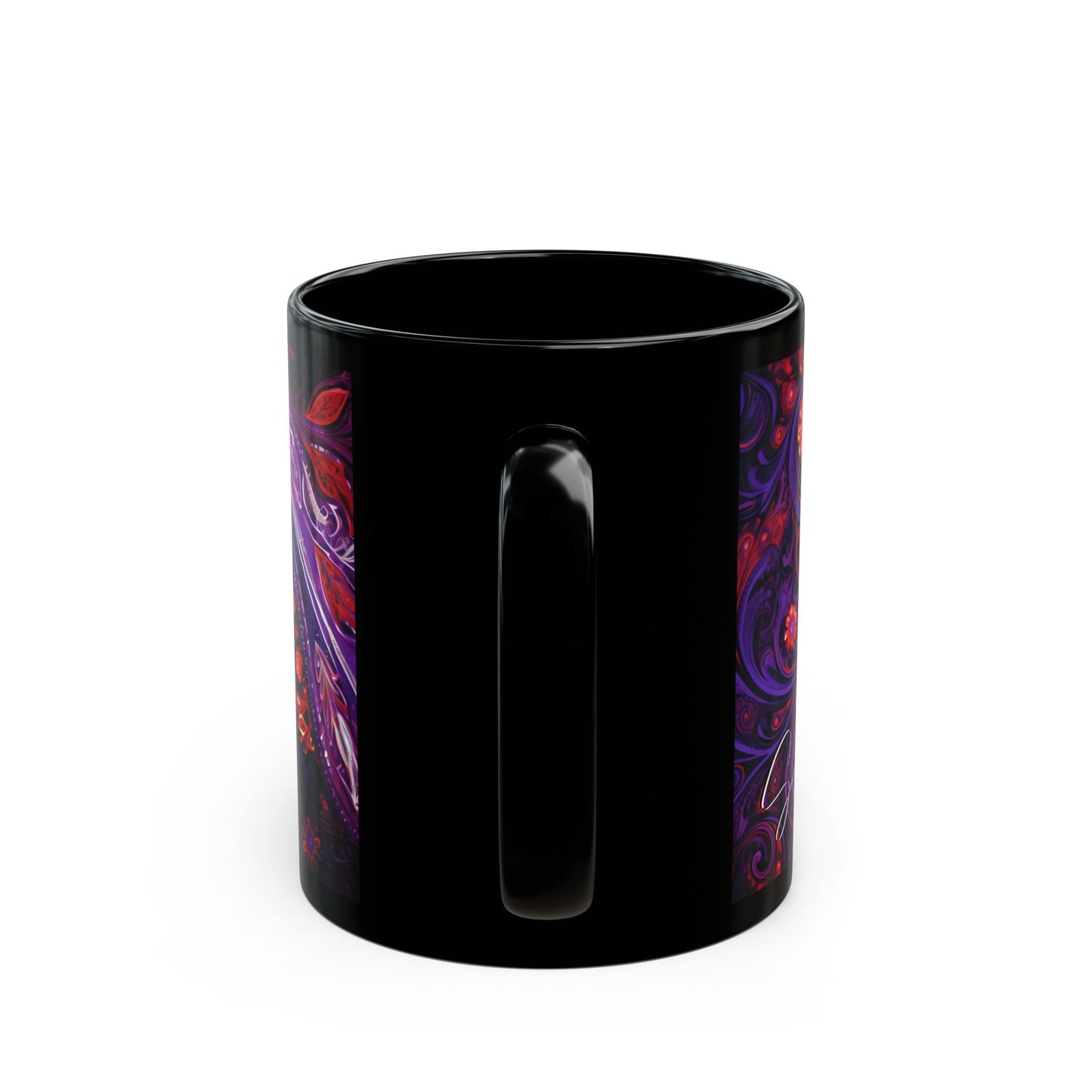 Coffee mug Paisley print ceramic Hot beverage casual soup cup keep the caffeine life alive with a morning drink of coffee regal style Black