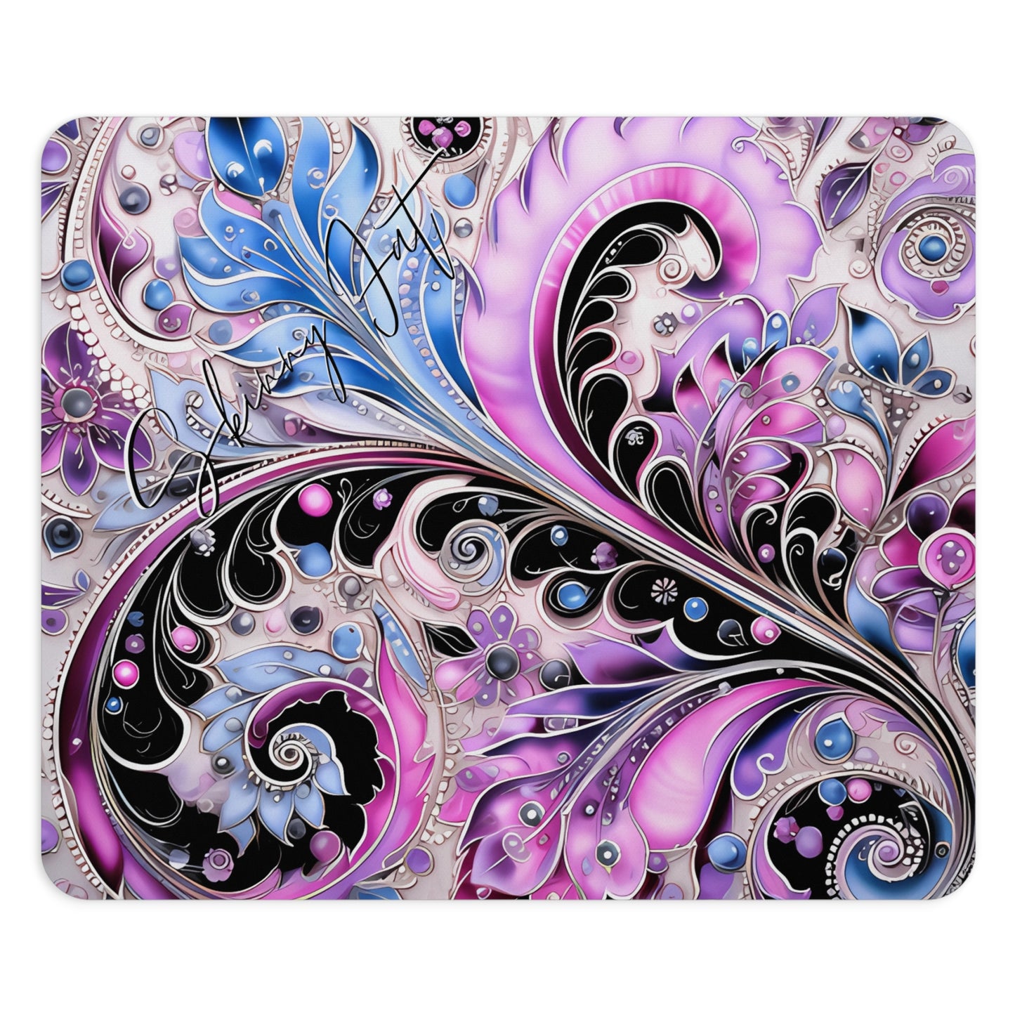 Mouse pad with Ai graphic printed image on circle style gift of Cosmic Creations AI-Infused Circle Mouse Pad gift Captivating Graphic Print