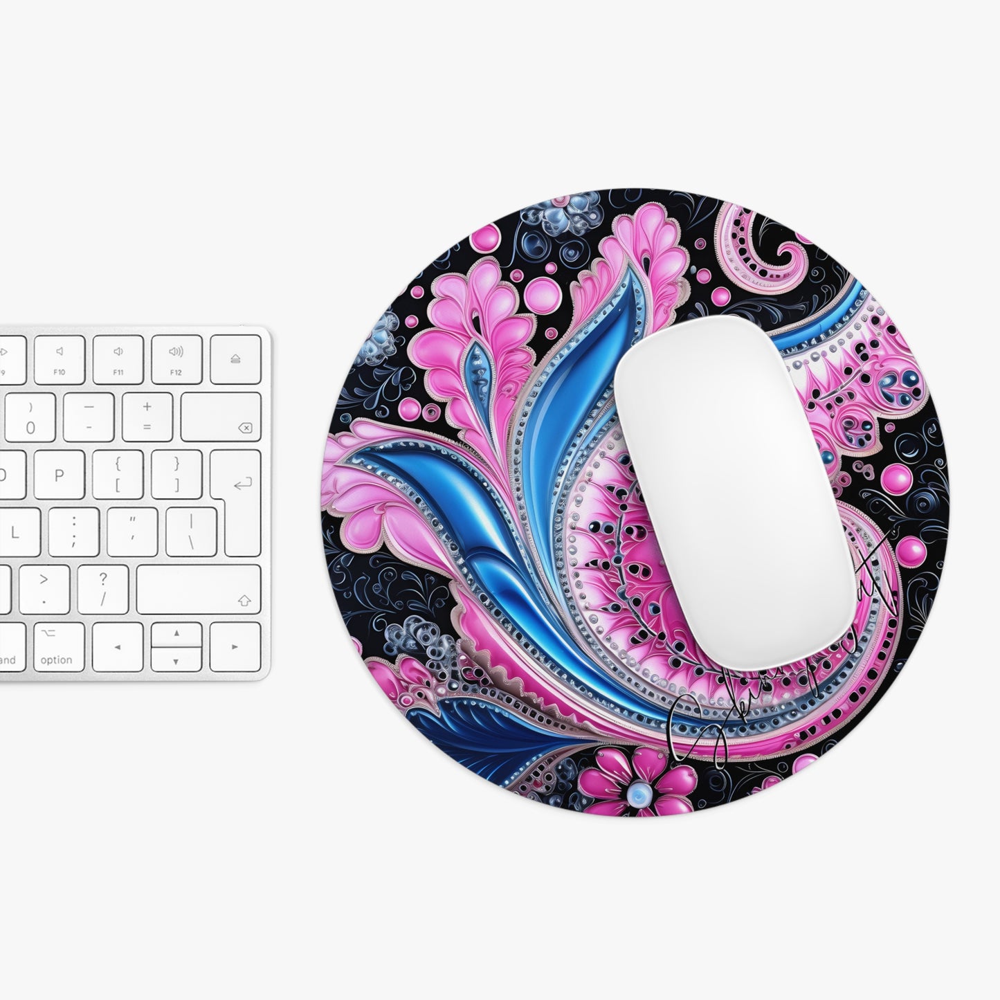 Mouse pad with Ai graphic printed image on circle style gift of Cosmic Creations AI-Infused Circle Mouse Pad gift Captivating Graphic Print