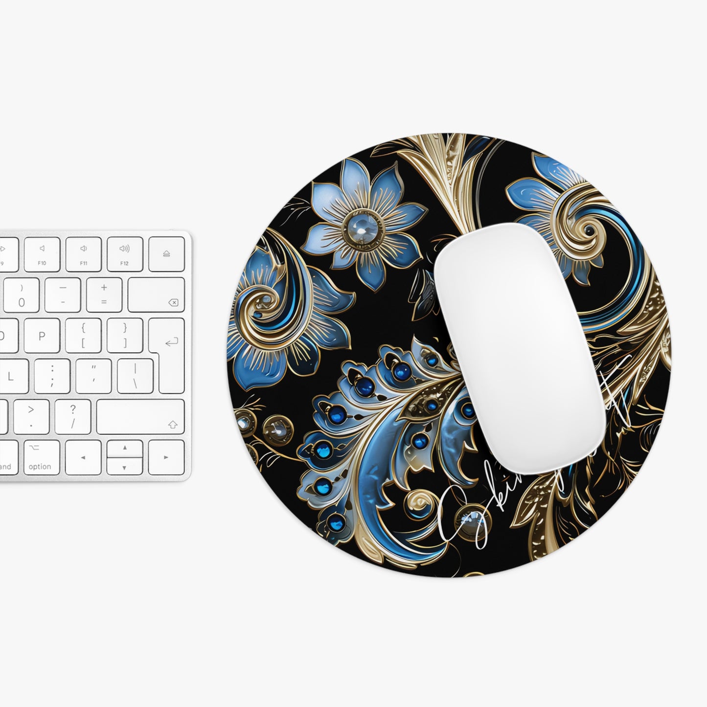 Mouse pad with Ai graphic printed image on circle style gift of Cosmic Creations AI-Infused Circle Mouse Pad gift Captivating Graphic Print