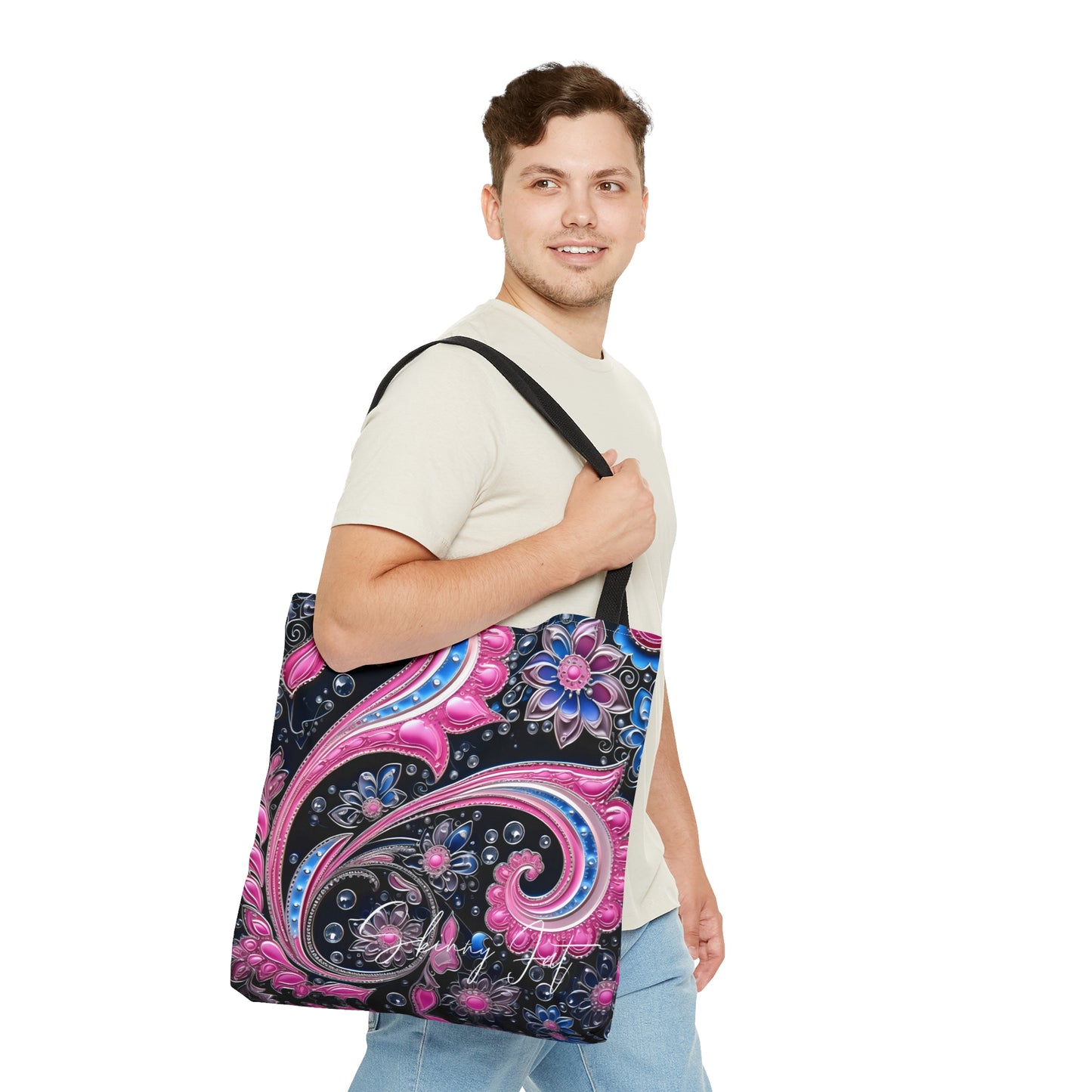 Artistic tote bag purple pink regal paisley inspired Watercolour design abstract art tote bag creative fashion gift for teen artist fashion