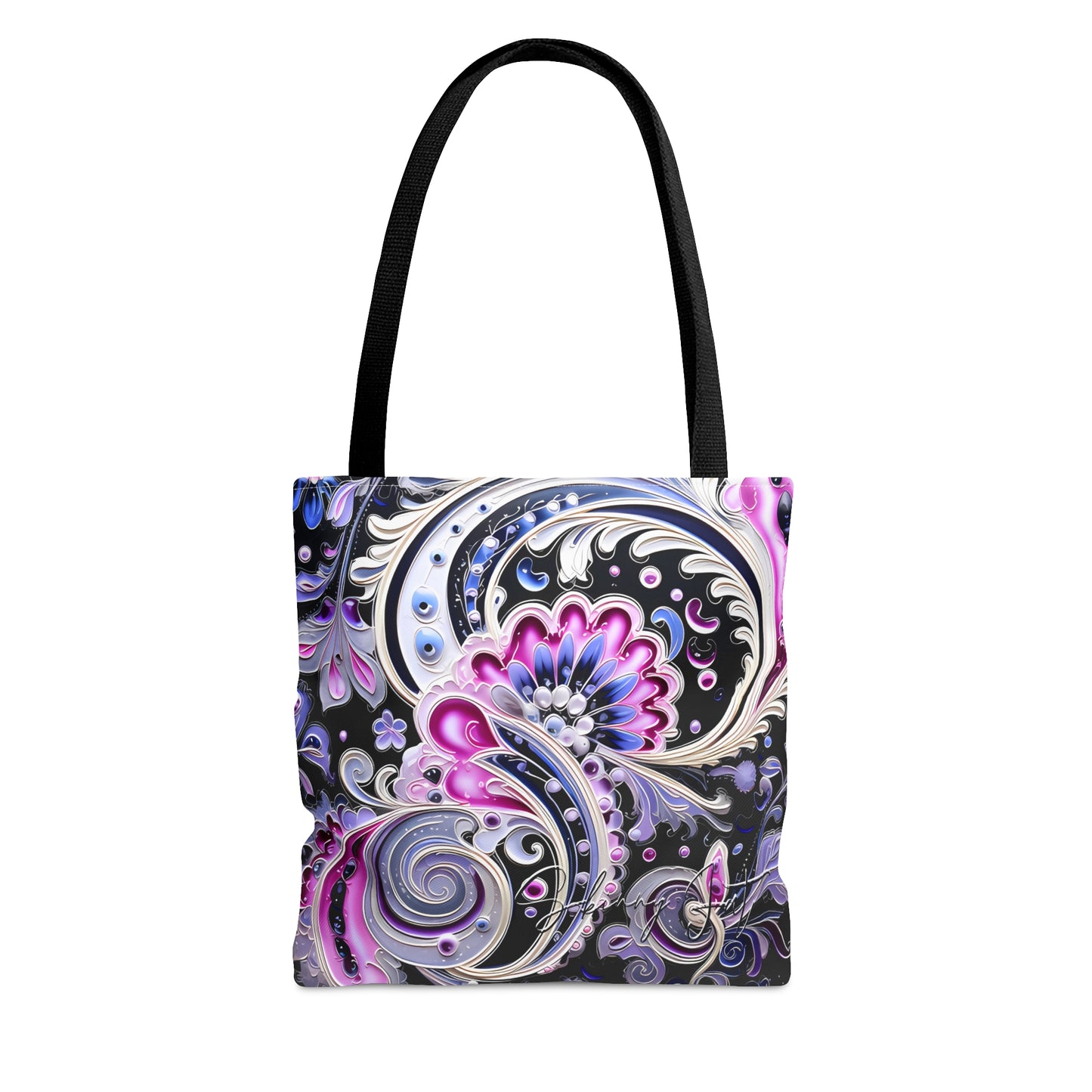 shoppers tote bag pink blue regal paisley inspired Watercolour design abstract art tote bag creative fashion gift for teen artist fashion