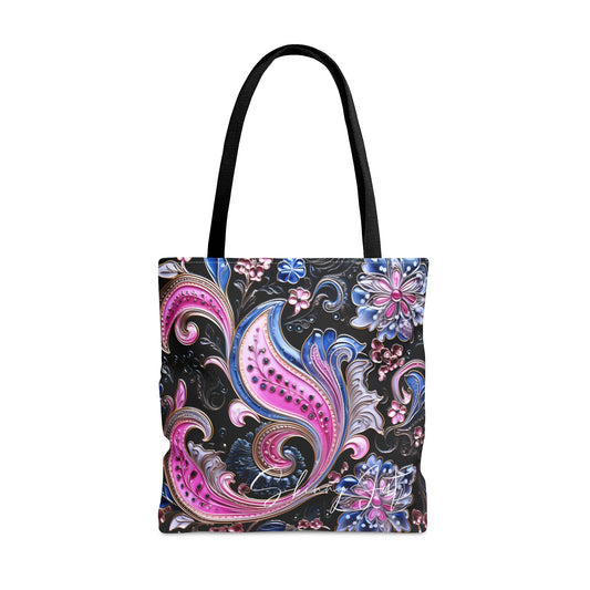 Artistic tote bag pink blue regal paisley inspired Watercolour design abstract art tote bag creative fashion gift for teen artist fashion