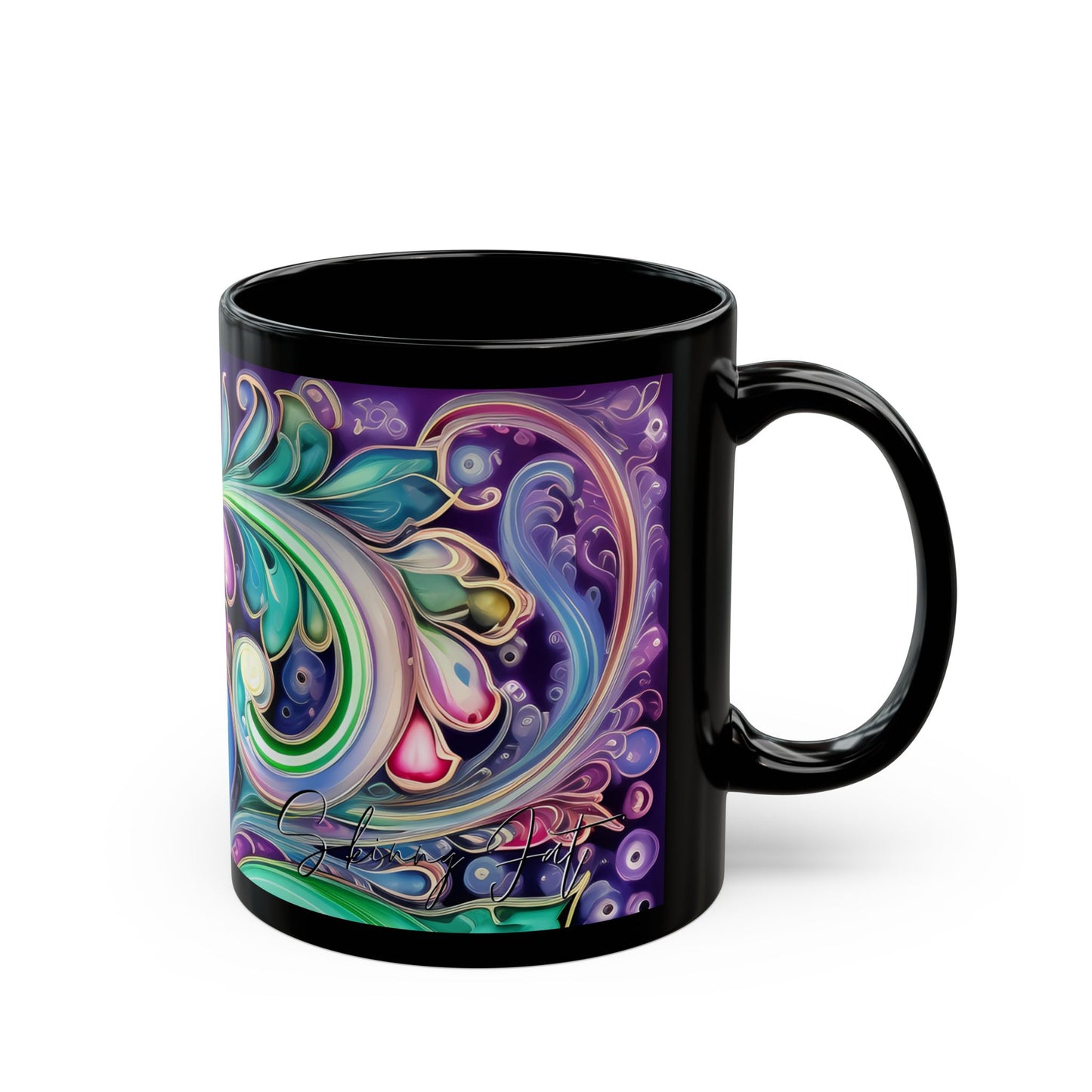 Coffee mug Paisley print ceramic Hot beverage casual soup cup keep the caffeine life alive with a morning drink of coffee regal style 11oz