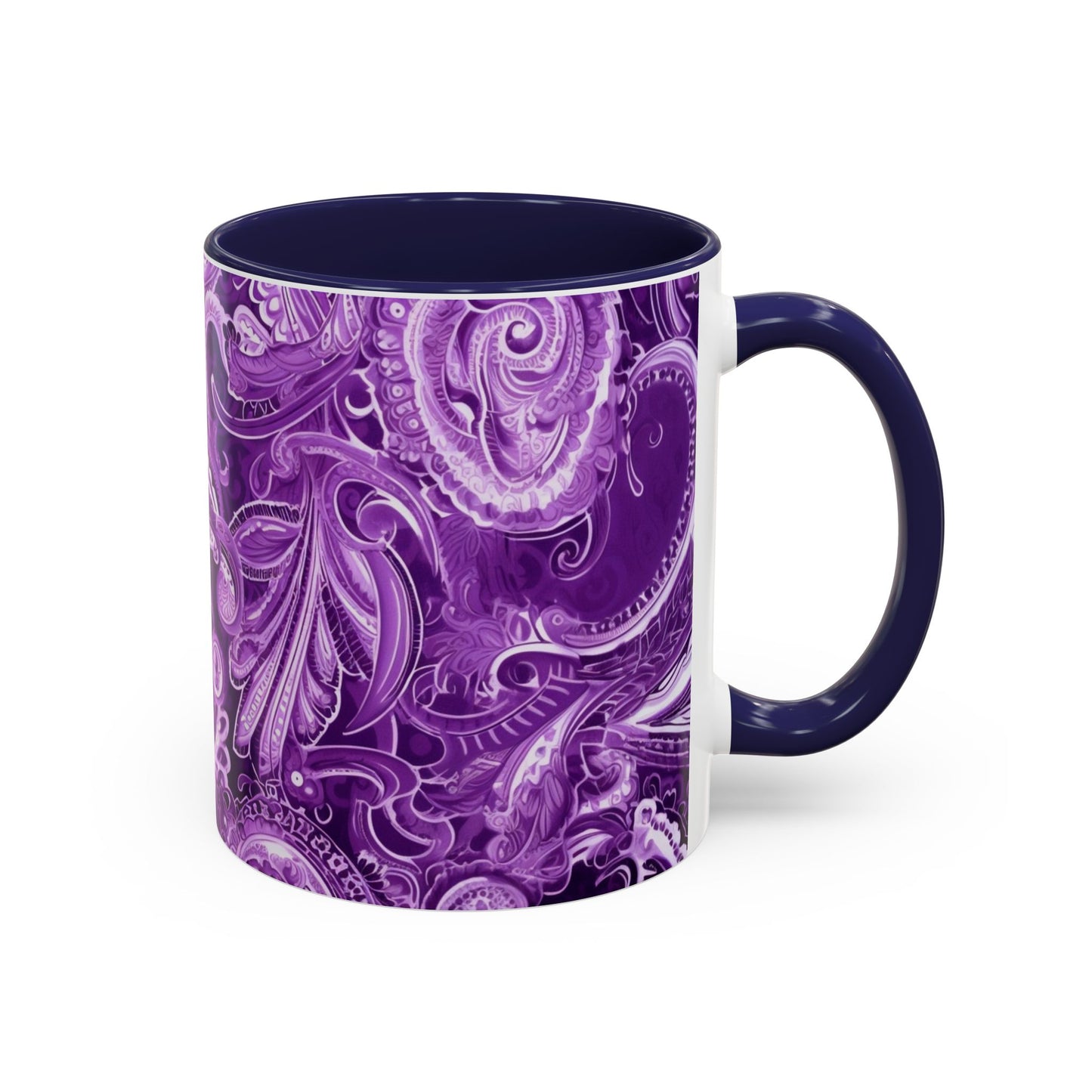 Coffee mug Paisley print ceramic Hot beverage casual soup cup keep the caffeine life alive with a morning drink of coffee regal style 11oz