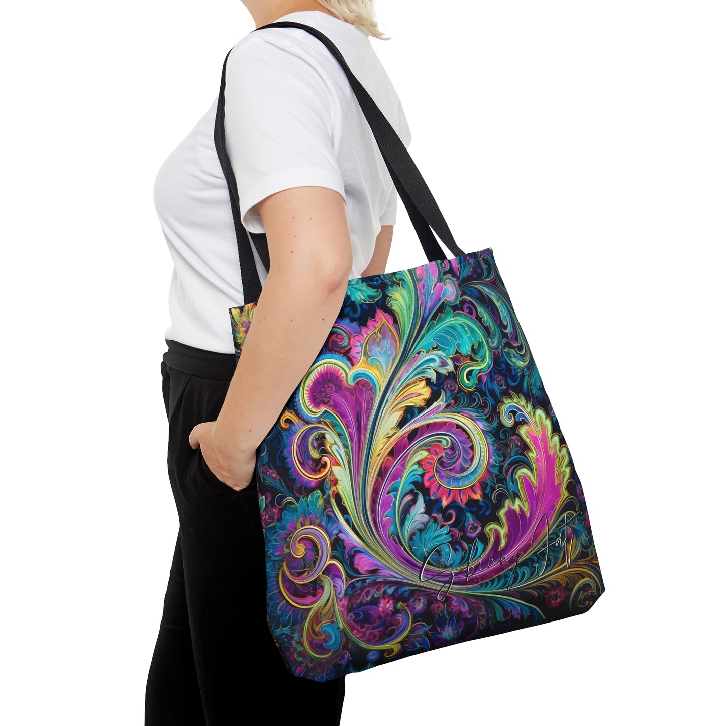 Artistic tote bag purple blue regal paisley inspired Watercolour design abstract art tote bag creative fashion gift for teen artist fashion