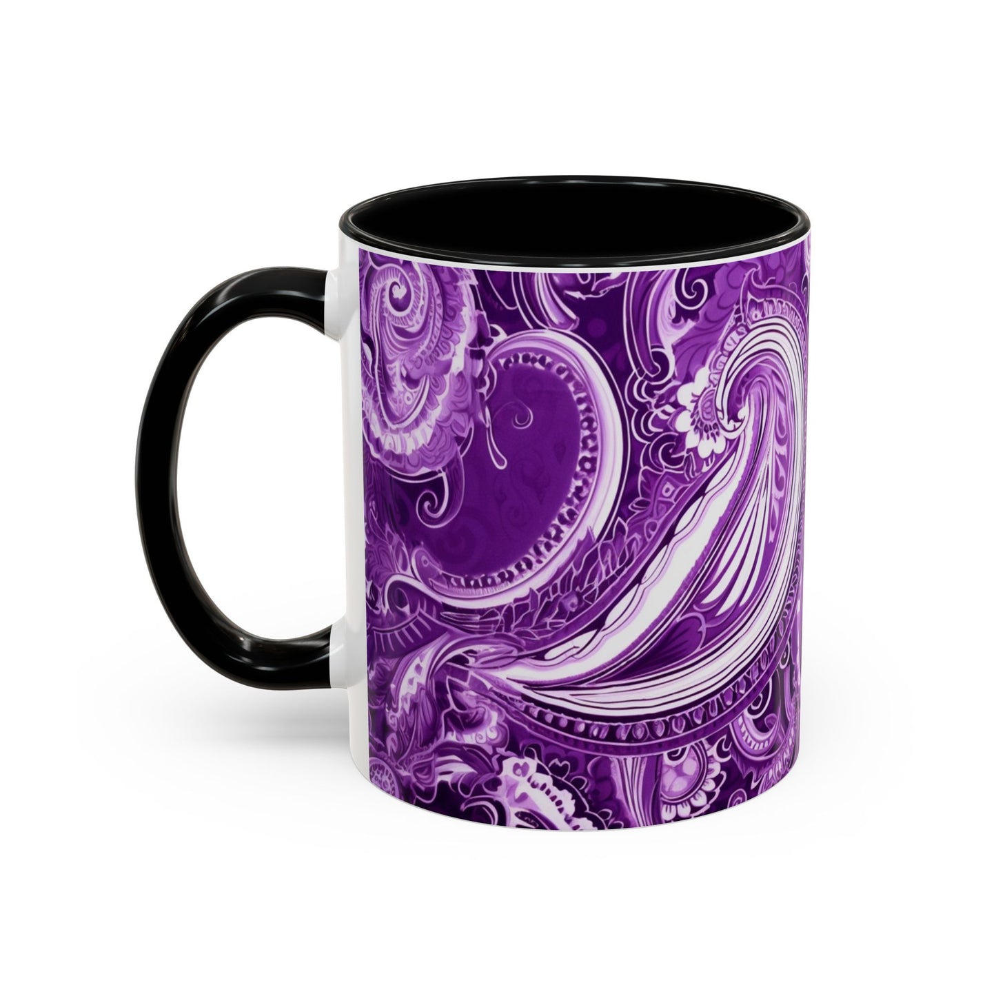 Coffee mug Paisley print ceramic Hot beverage casual soup cup keep the caffeine life alive with a morning drink of coffee regal style 11oz