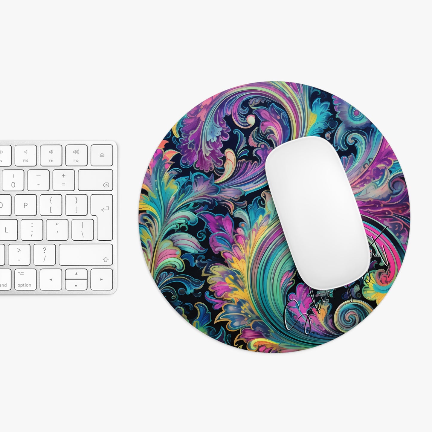 Mouse pad with Ai graphic printed image on circle style gift of Cosmic Creations AI-Infused Circle Mouse Pad gift Captivating Graphic Print