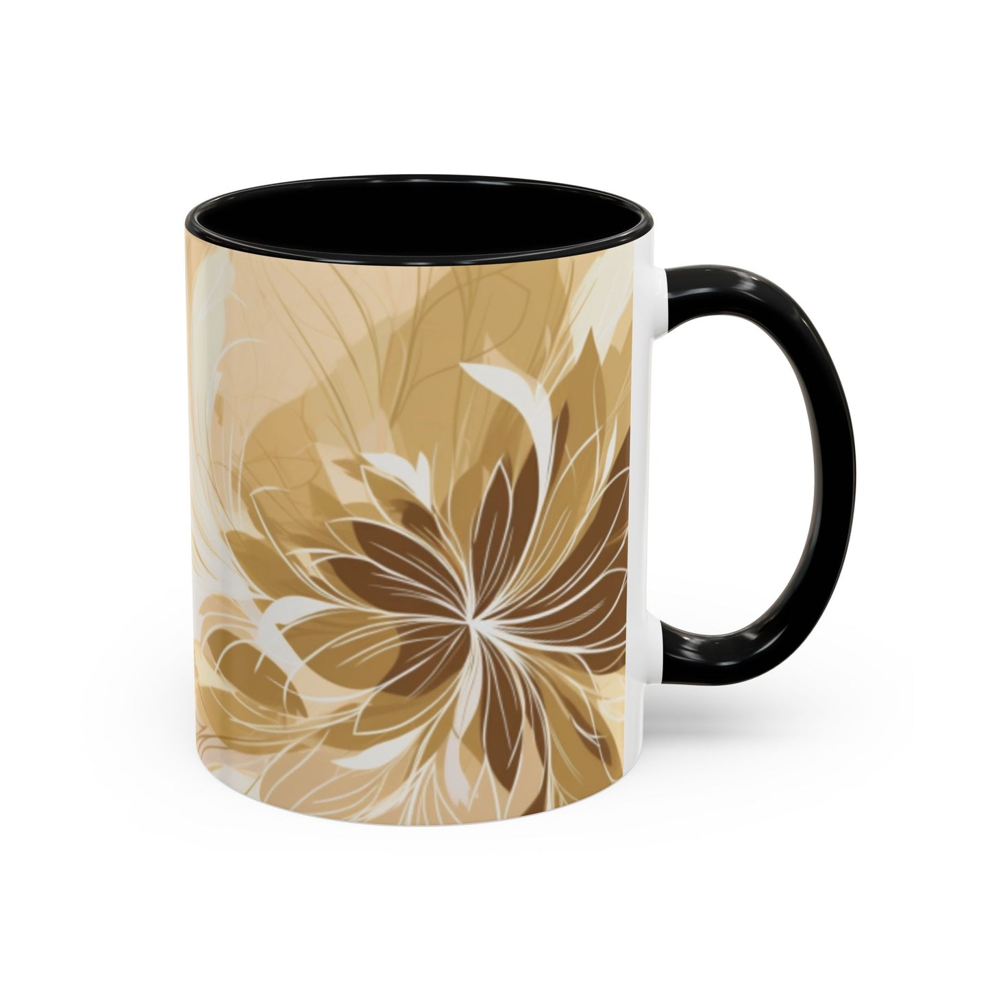 Flower print ceramic coffee mug Hot beverage casual soup mug keep the street life alive with a morning cup of coffee graffiti style, 11oz