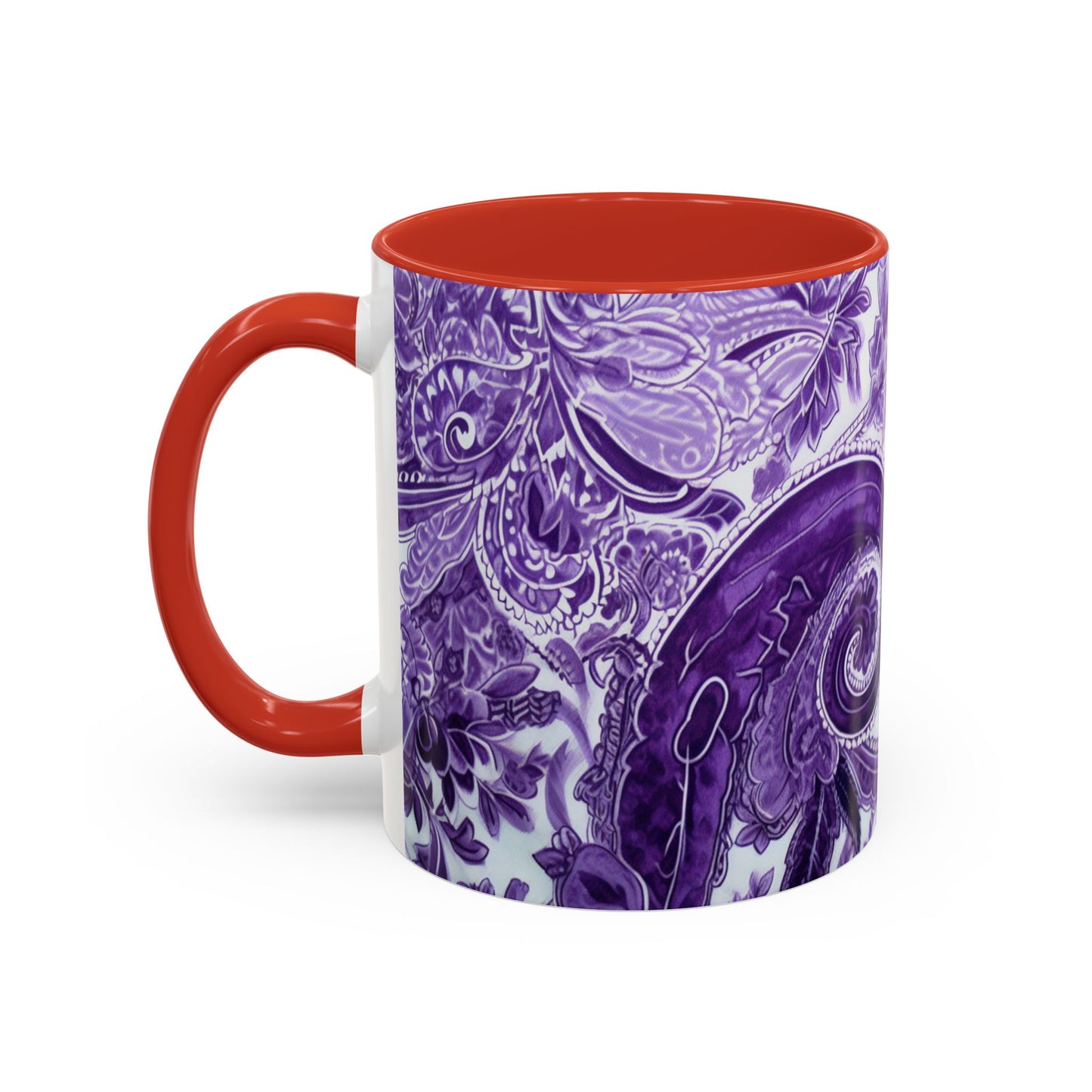 Coffee mug Paisley print ceramic Hot beverage casual soup cup keep the caffeine life alive with a morning drink of coffee regal style 11oz