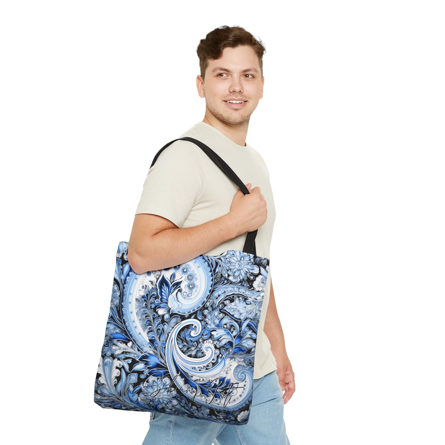 Artistic tote bag purple blue regal paisley inspired Watercolour design abstract art tote bag creative fashion gift for teen artist fashion