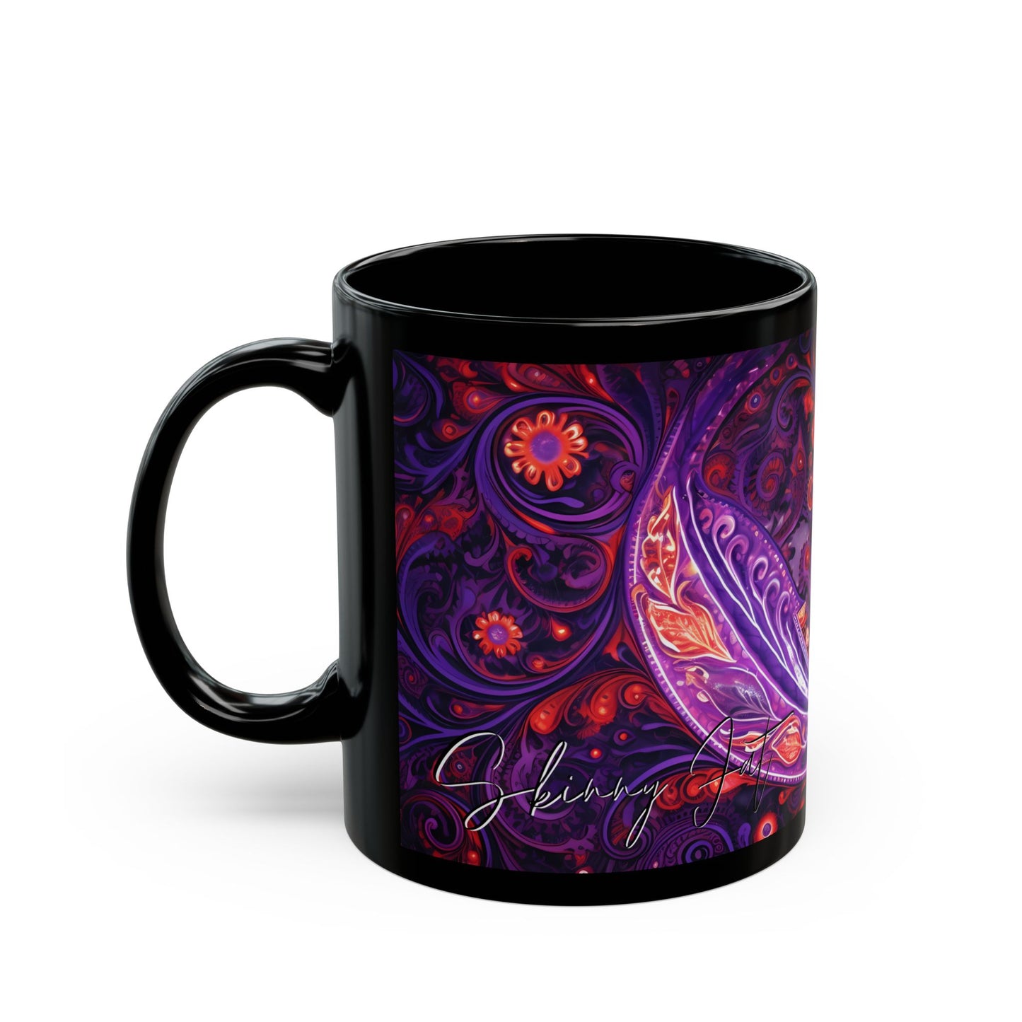 Coffee mug Paisley print ceramic Hot beverage casual soup cup keep the caffeine life alive with a morning drink of coffee regal style Black